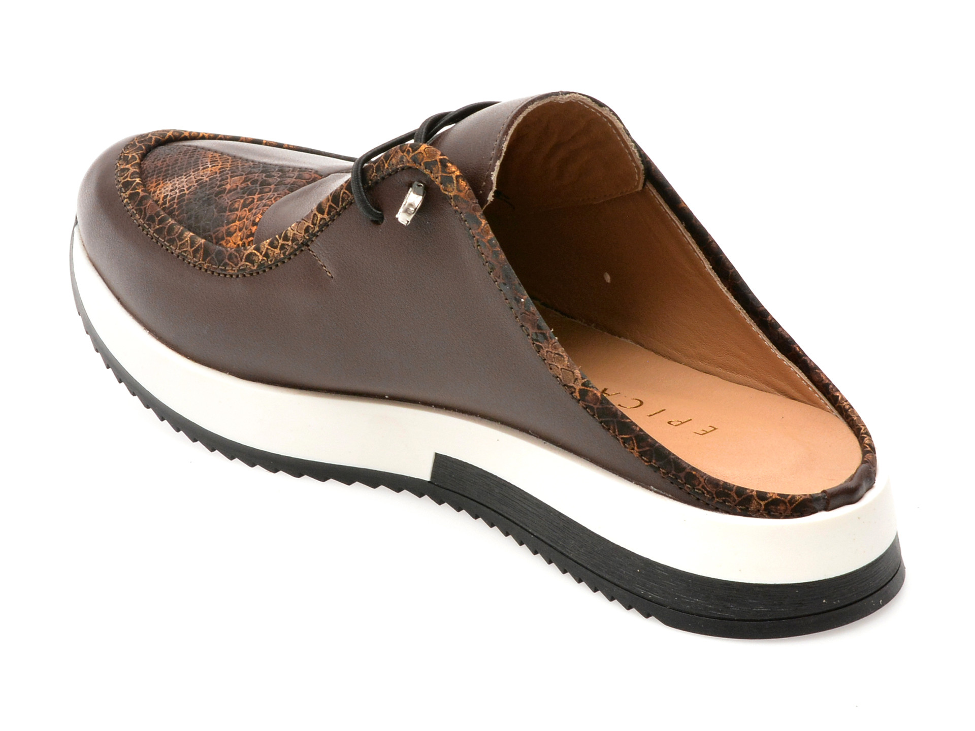 Papuci EPICA negri, 241Y100, din piele naturala