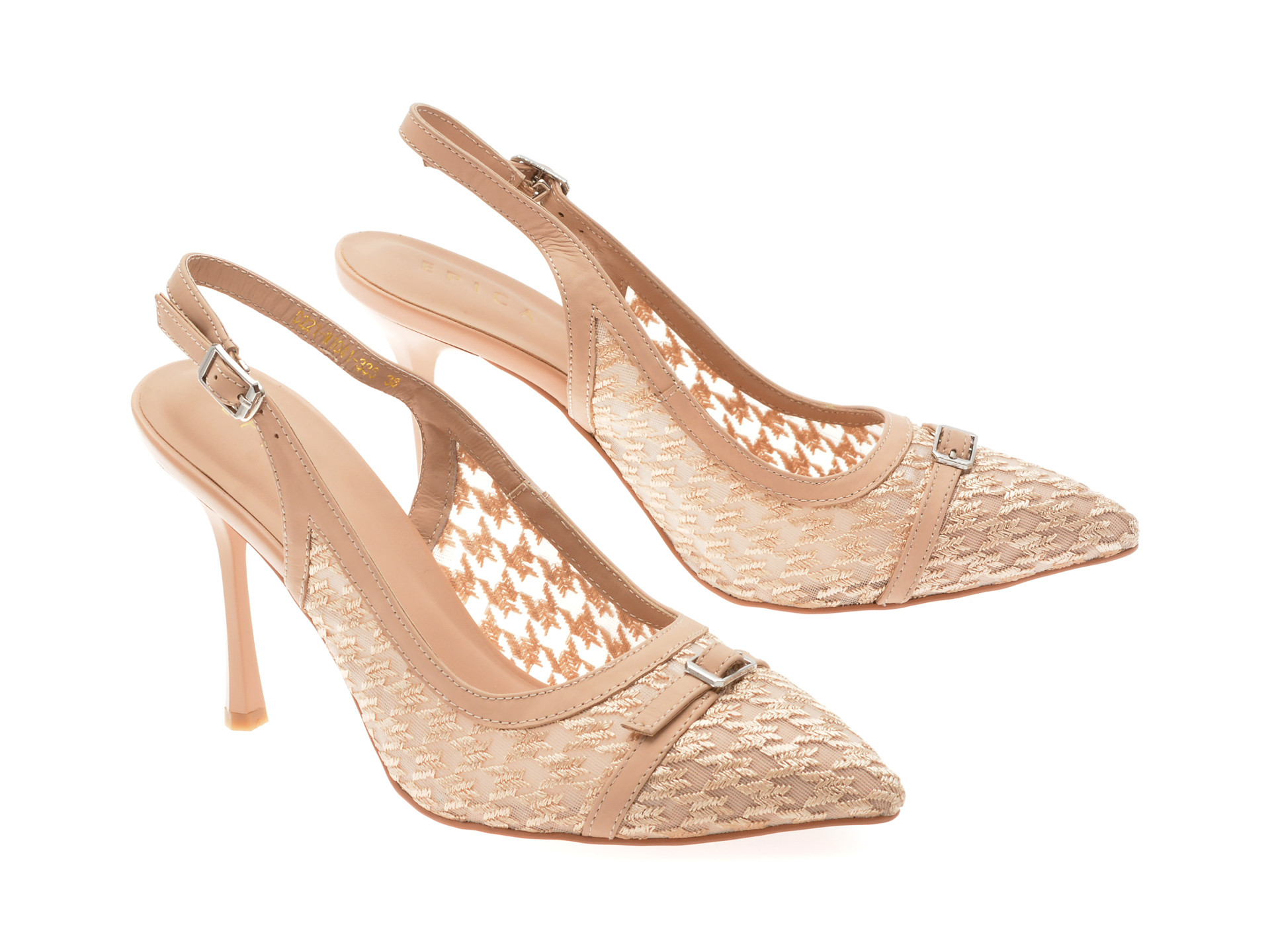 Pantofi eleganti EPICA nude, D221, din material textil