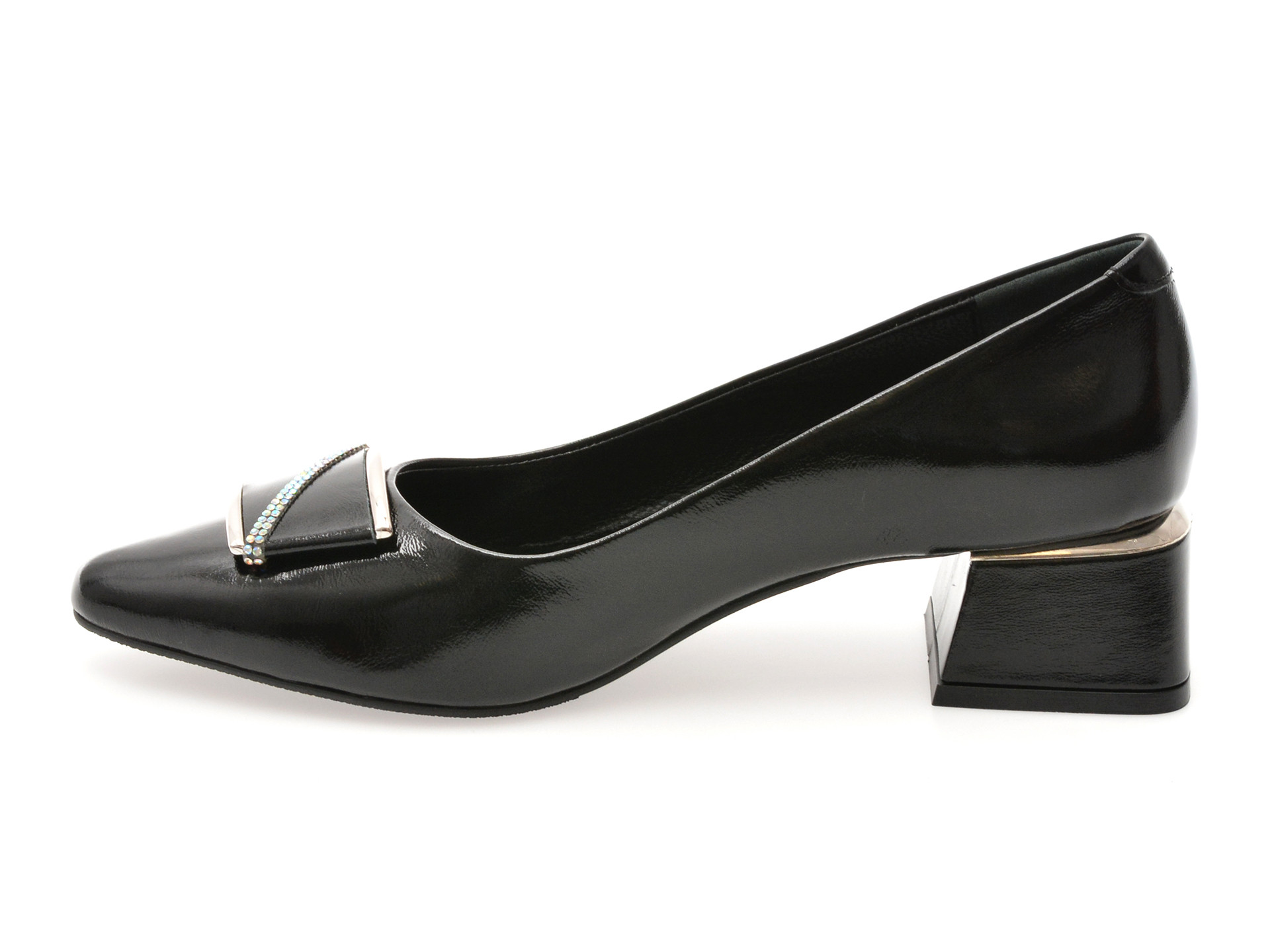 Pantofi EPICA negri, 619230, din piele naturala lacuita