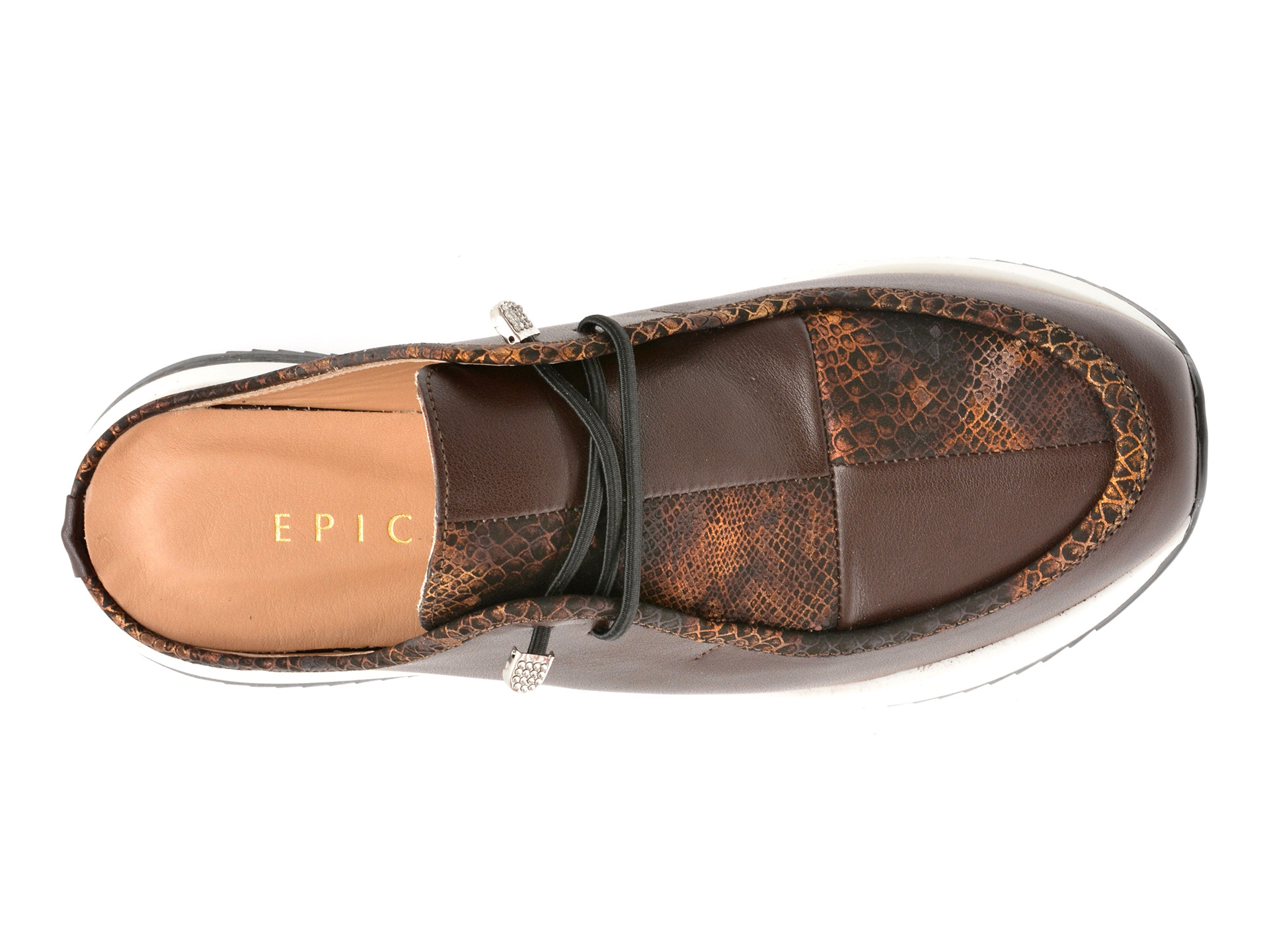 Papuci EPICA negri, 241Y100, din piele naturala