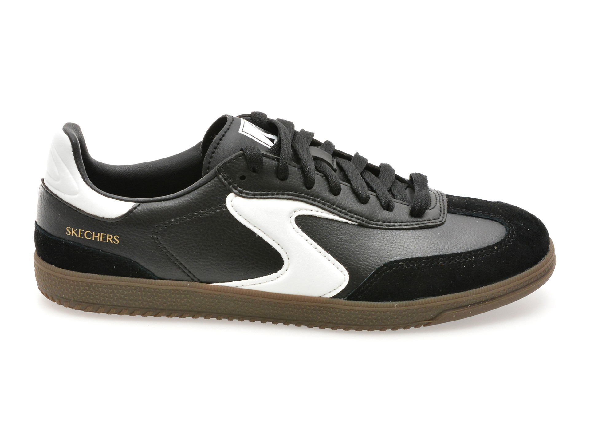 Pantofi sport SKECHERS alb-negru, HOTSHOT, din piele naturala