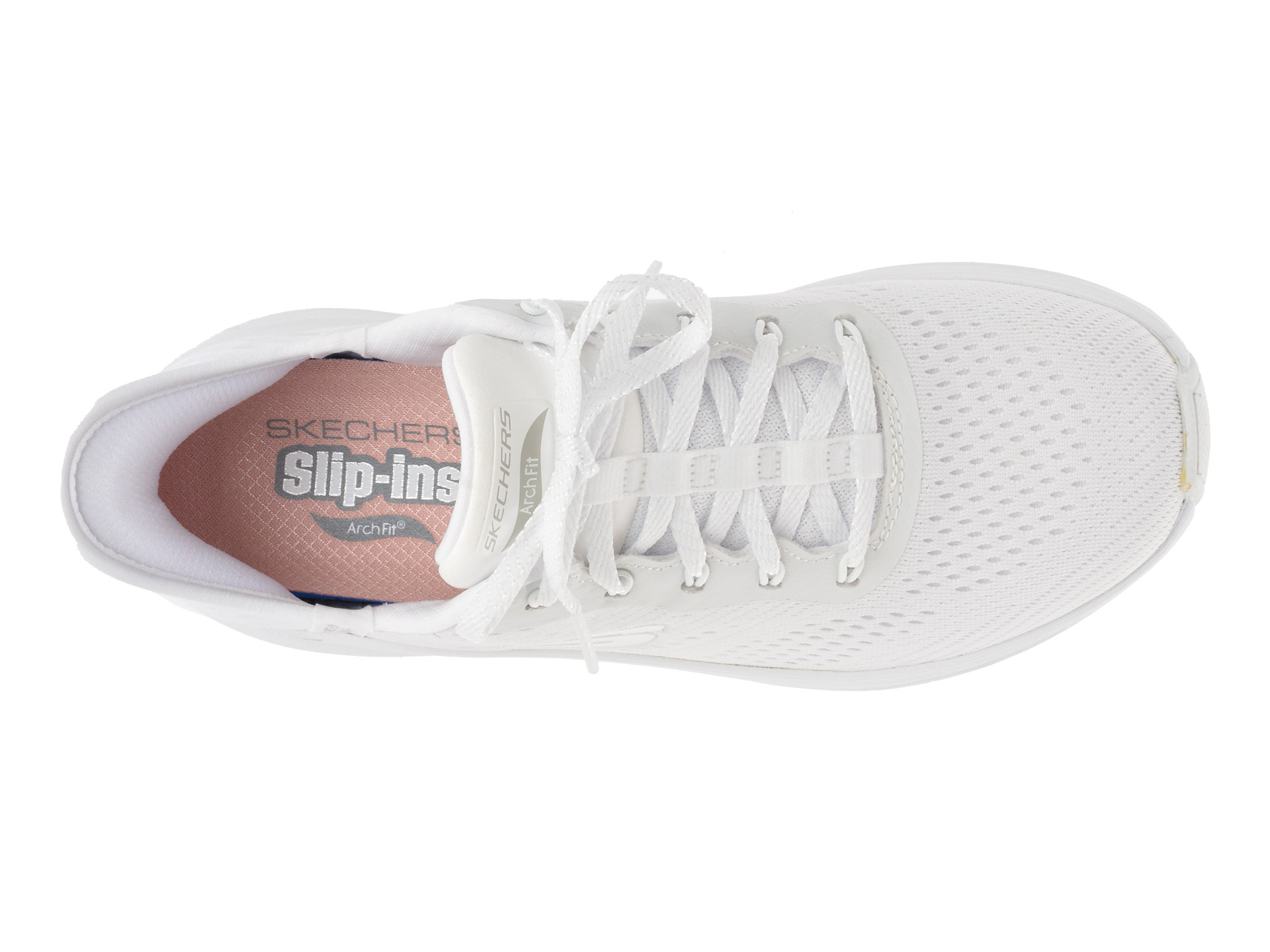 Pantofi sport SKECHERS albi, ARCH FIT 2.0, din material textil