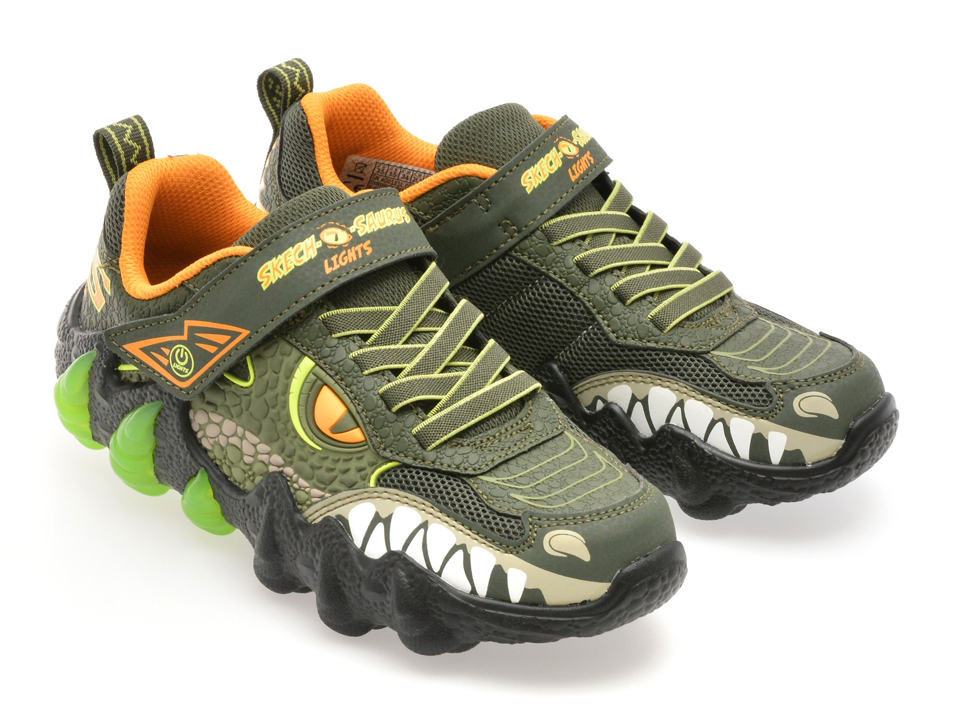 Pantofi sport SKECHERS kaki, SKECH-O-SAURUS LIGHTS 2.0, din material textil