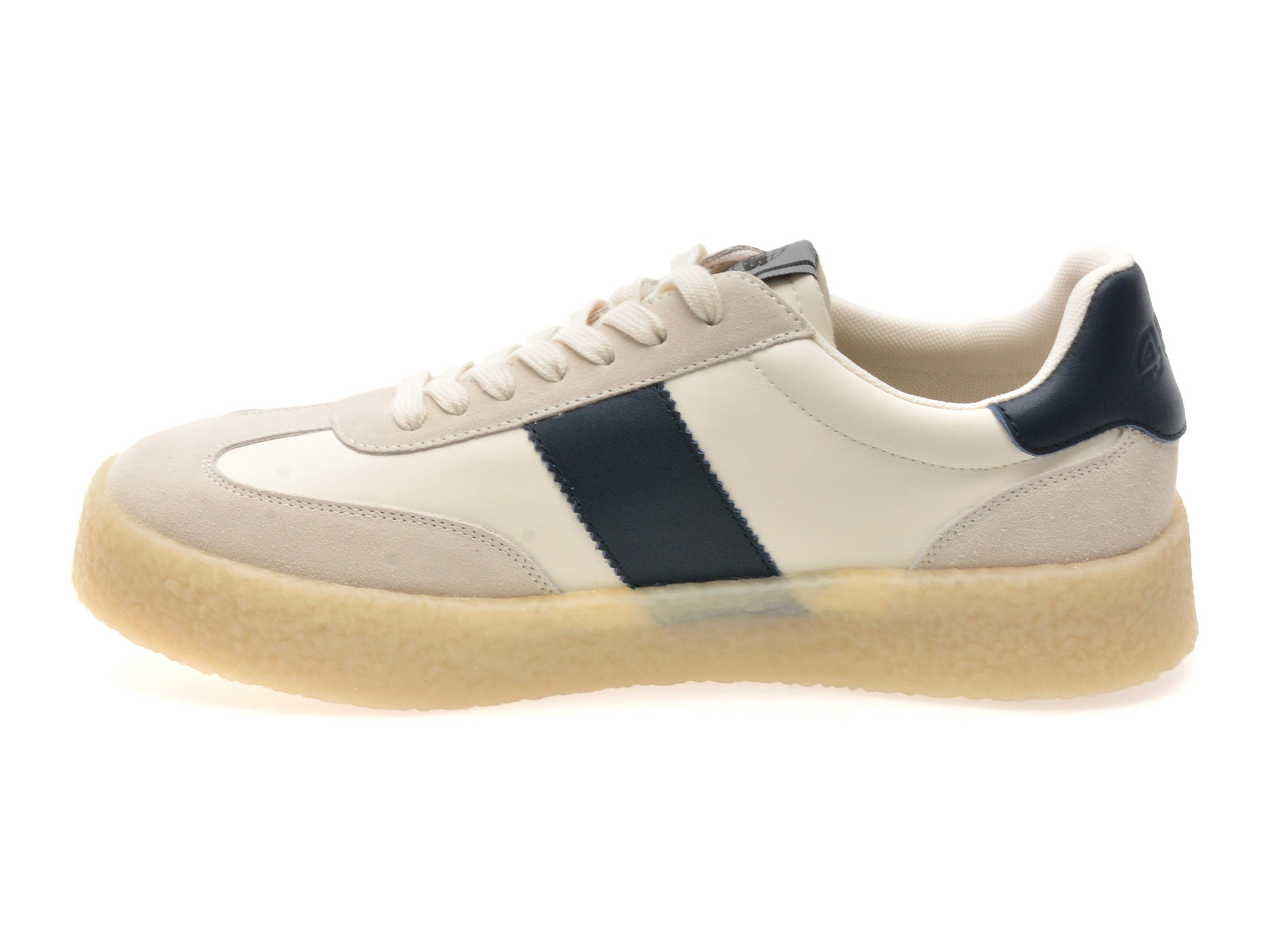 Pantofi sport 4US albi, MARK 100, din piele naturala