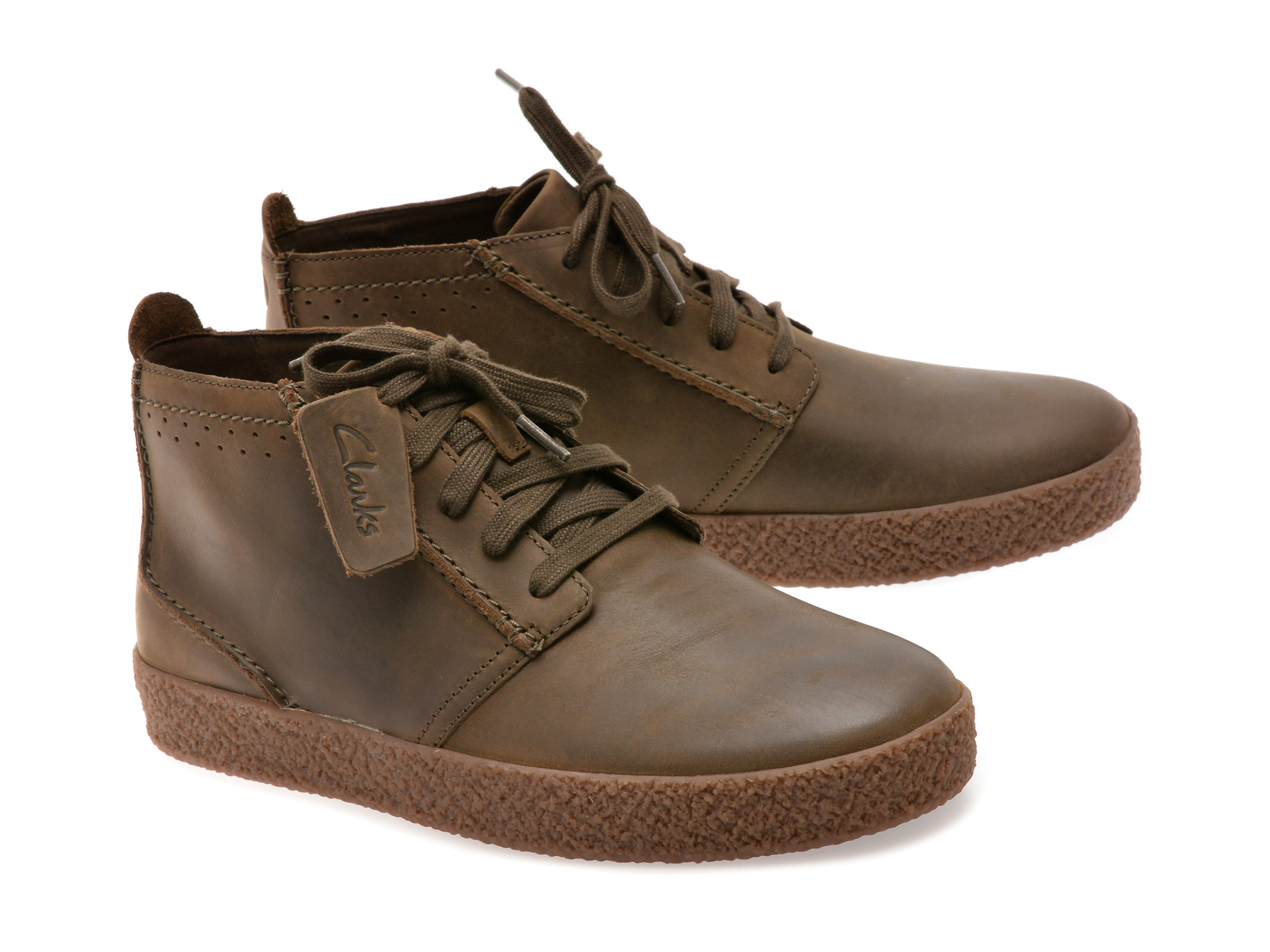 Ghete CLARKS kaki, STREETHILL MID, din nabuc