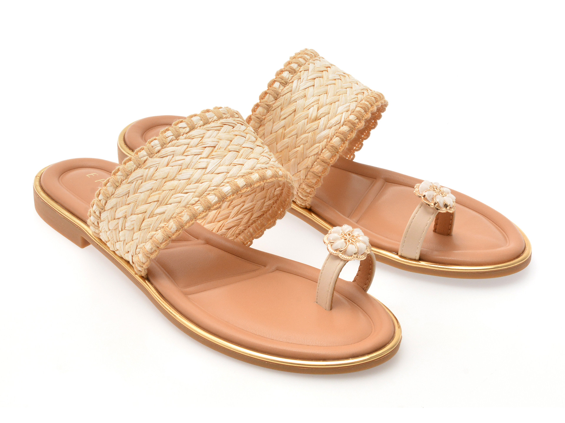 Papuci EPICA bej, 82959, din material textil