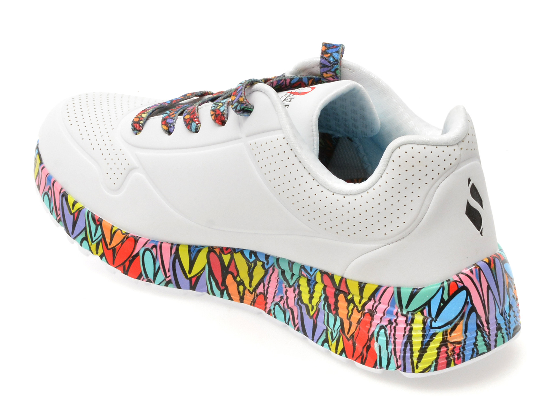 Pantofi sport SKECHERS albi, UNO LITE, din piele ecologica