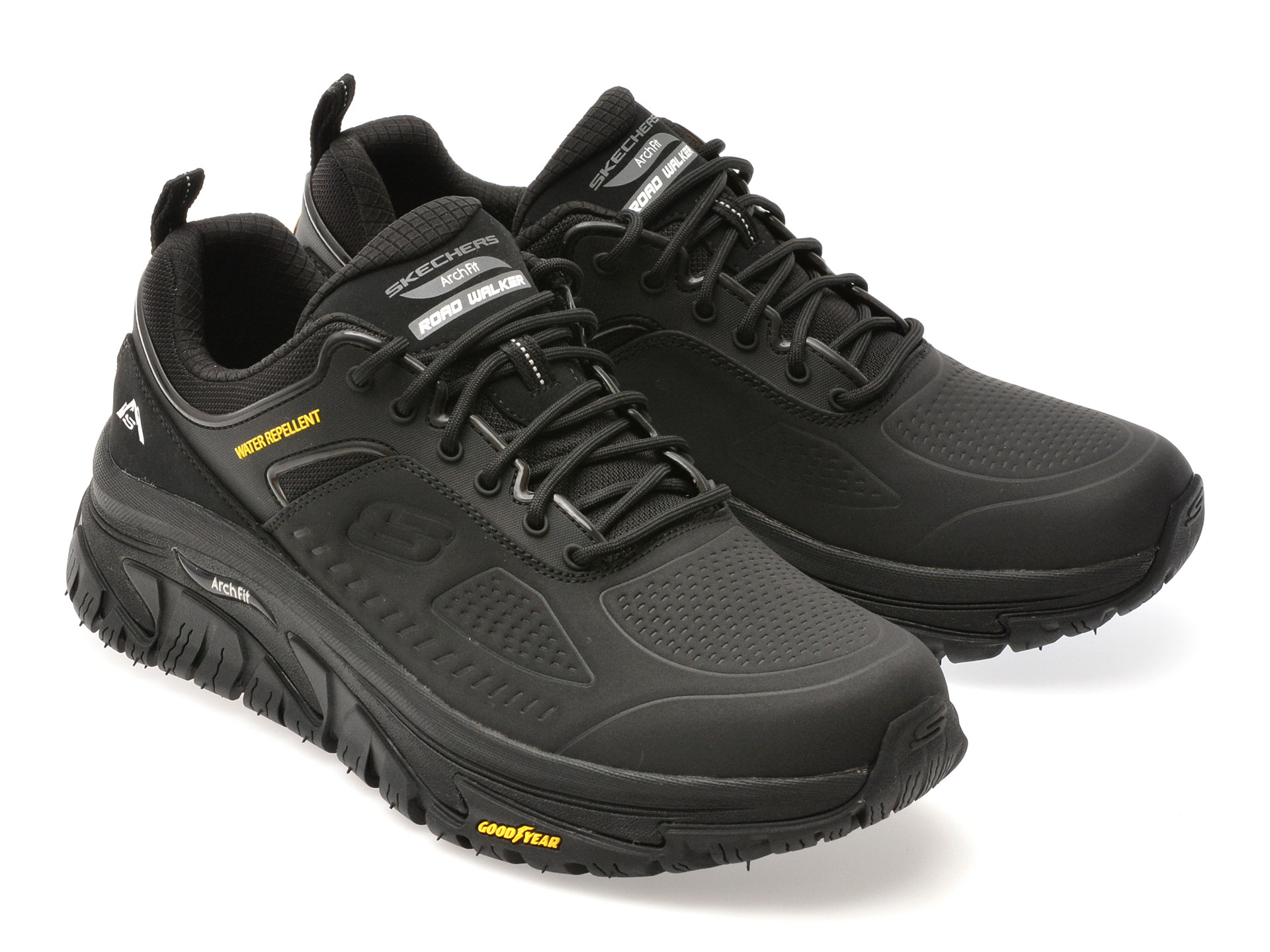 Pantofi sport SKECHERS negri, ARCH FIT ROAD WALKER, din piele naturala