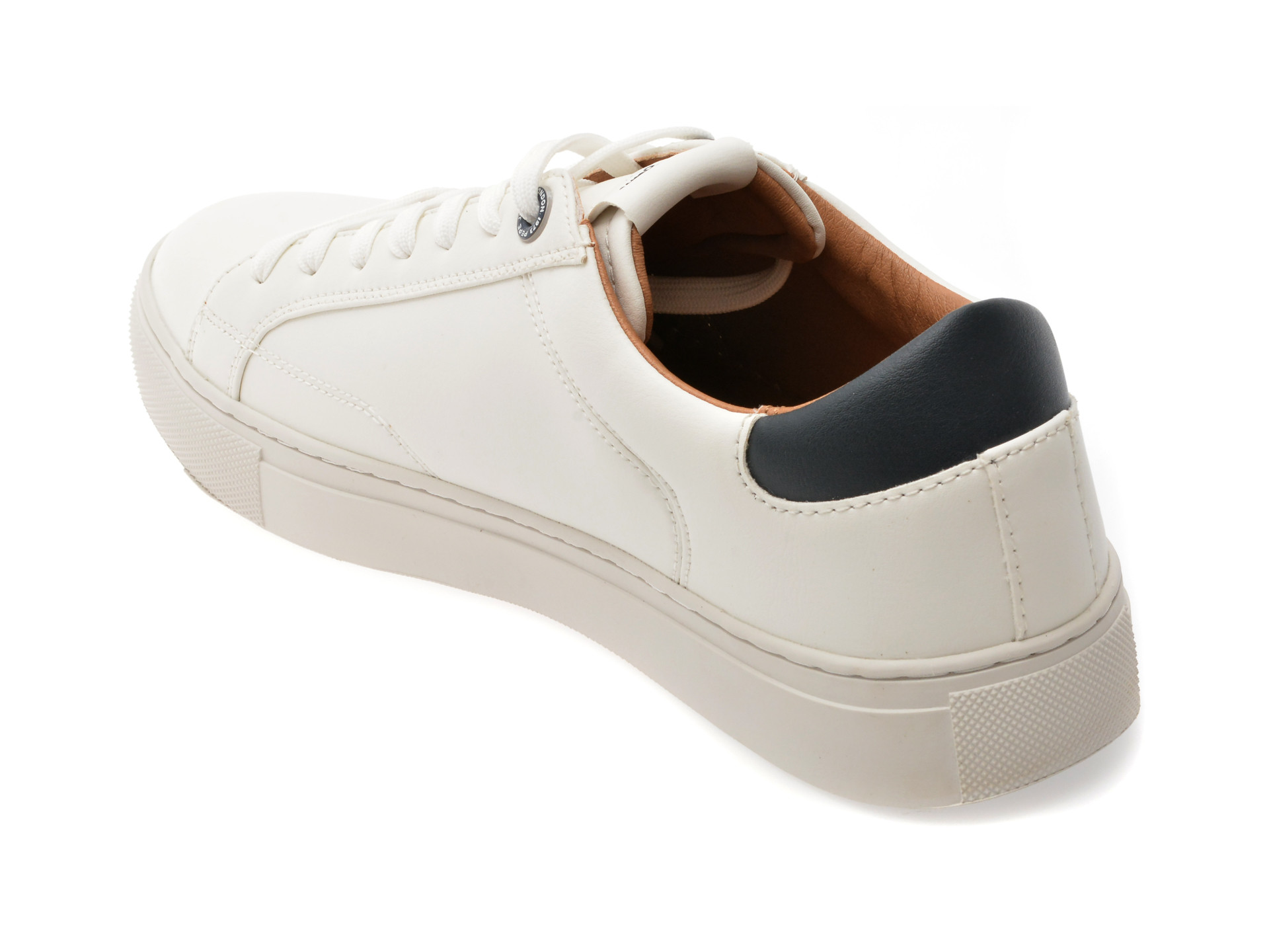 Pantofi sport PEPE JEANS albi, JOE BASIC, din piele ecologica