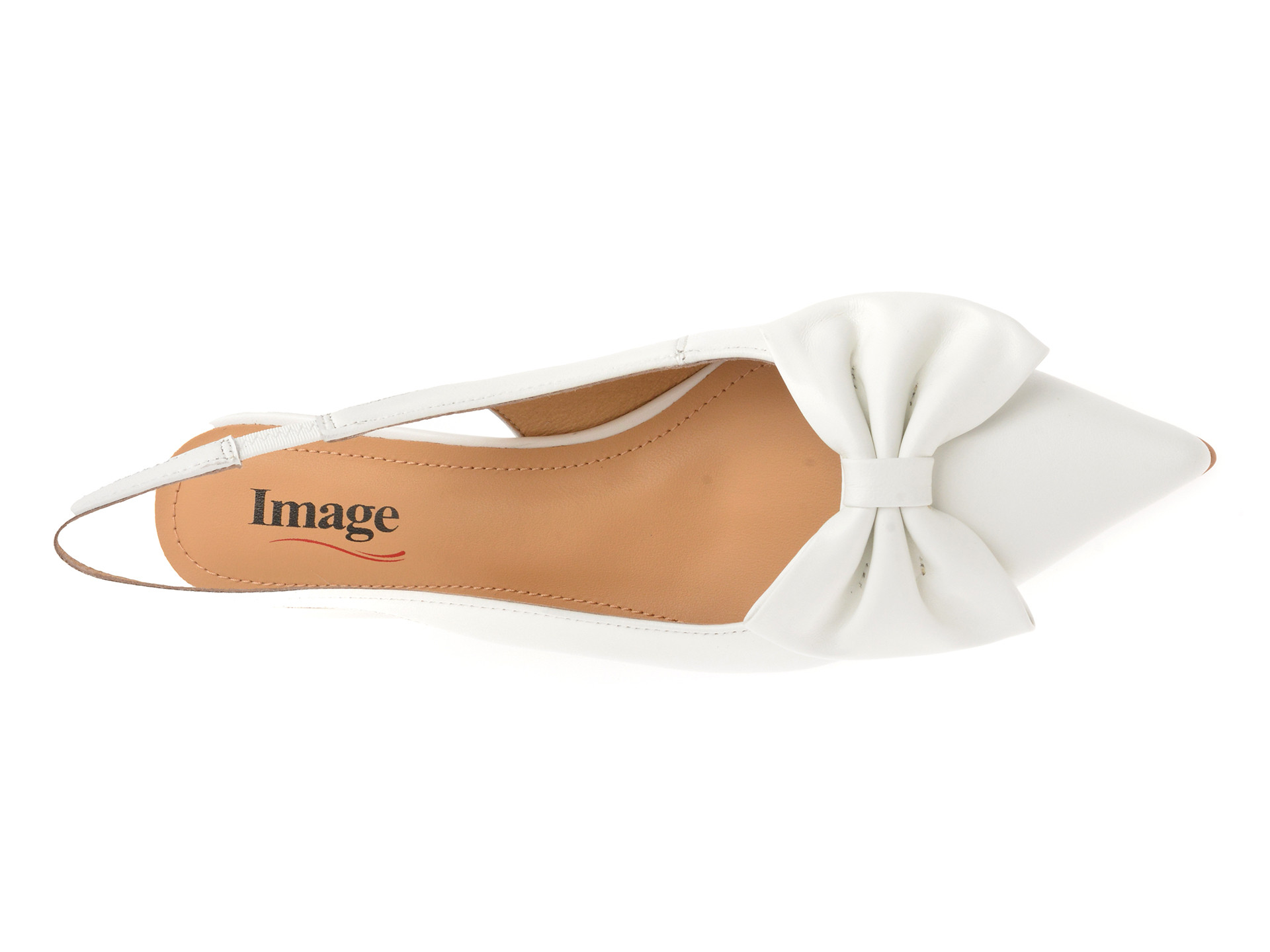 Pantofi eleganti IMAGE albi, 4H077, din piele naturala