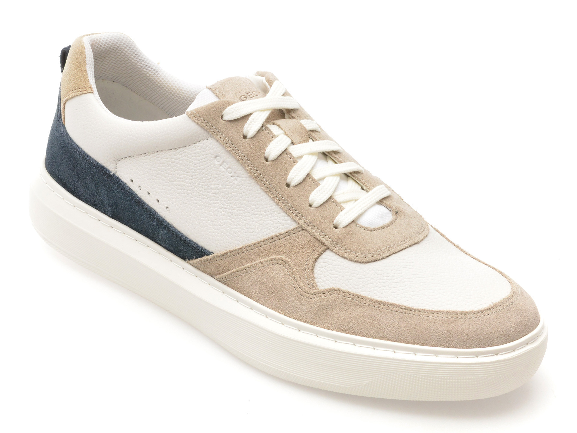 Pantofi sport GEOX albi, U465WA, din piele naturala