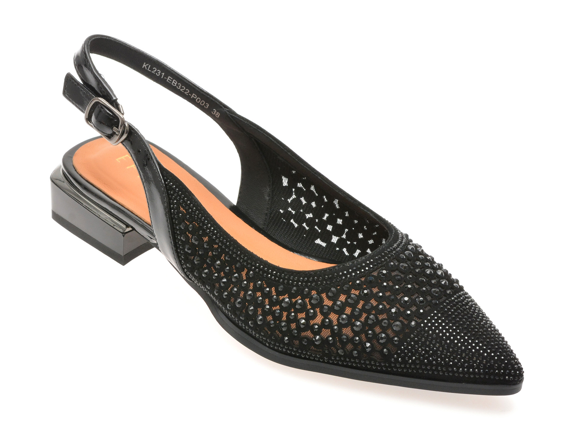 Pantofi EPICA negri, EB322, din piele intoarsa