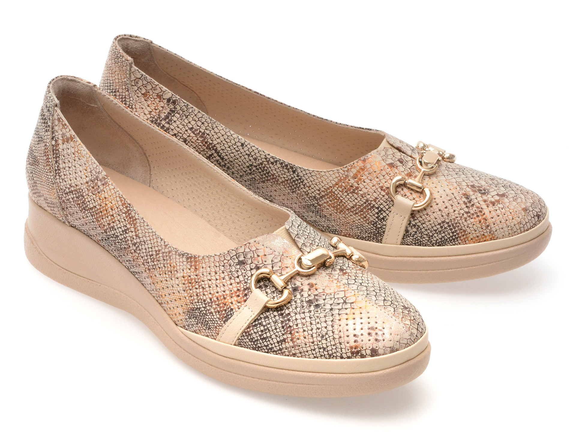 Balerini IMAGE bej, 13403, din piele naturala