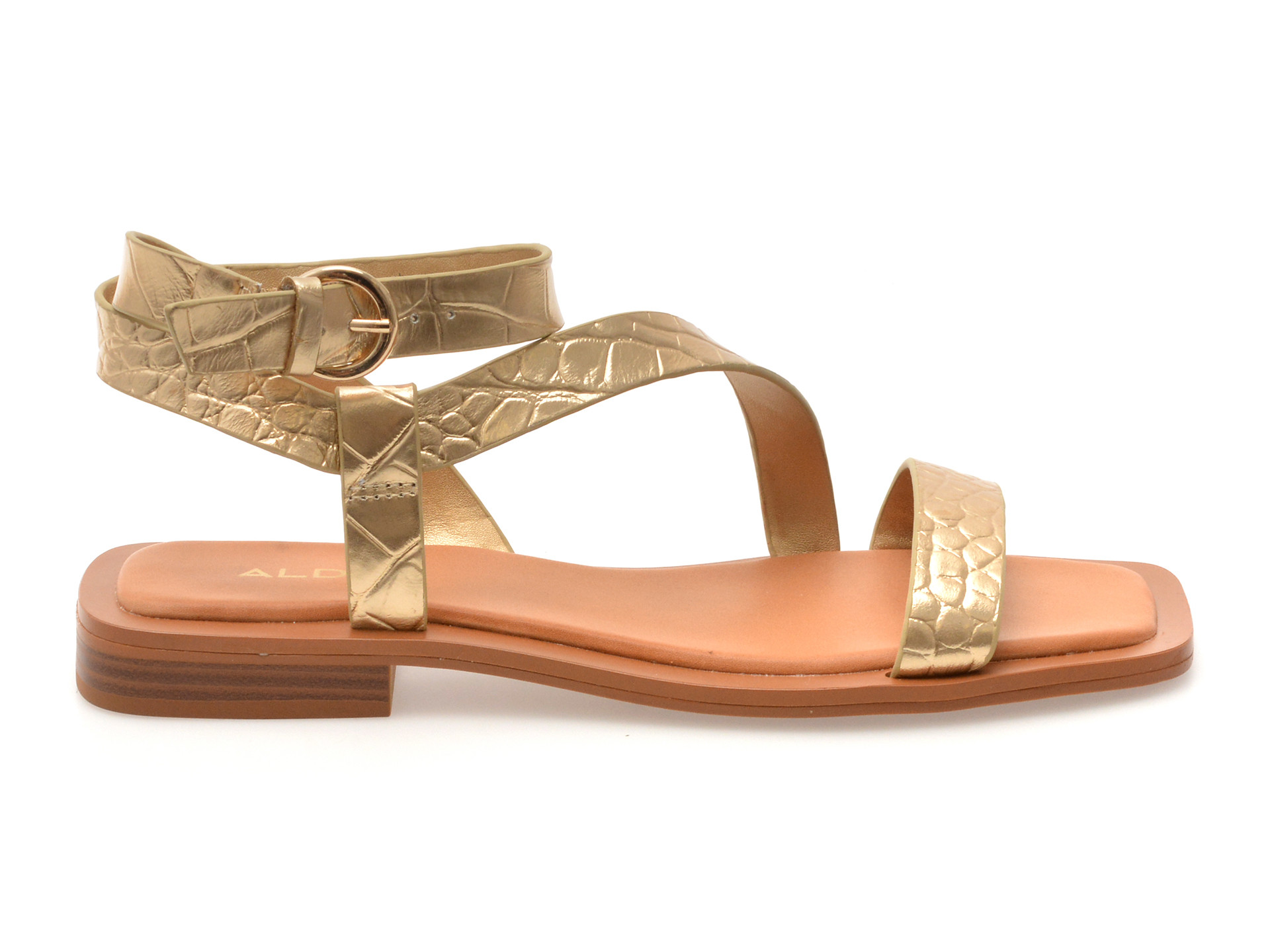Sandale ALDO aurii, GRUGAR 711, din piele croco