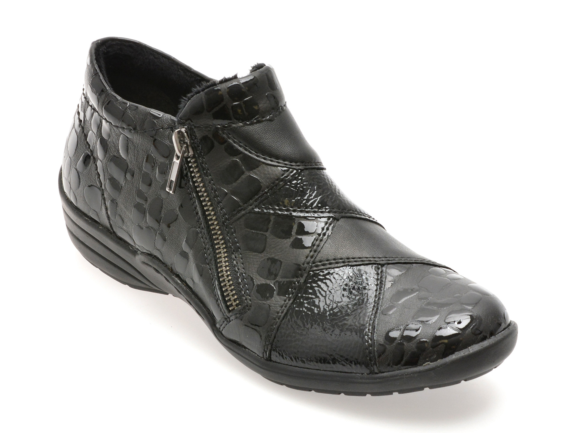 Ghete REMONTE negre, R7674, din piele naturala