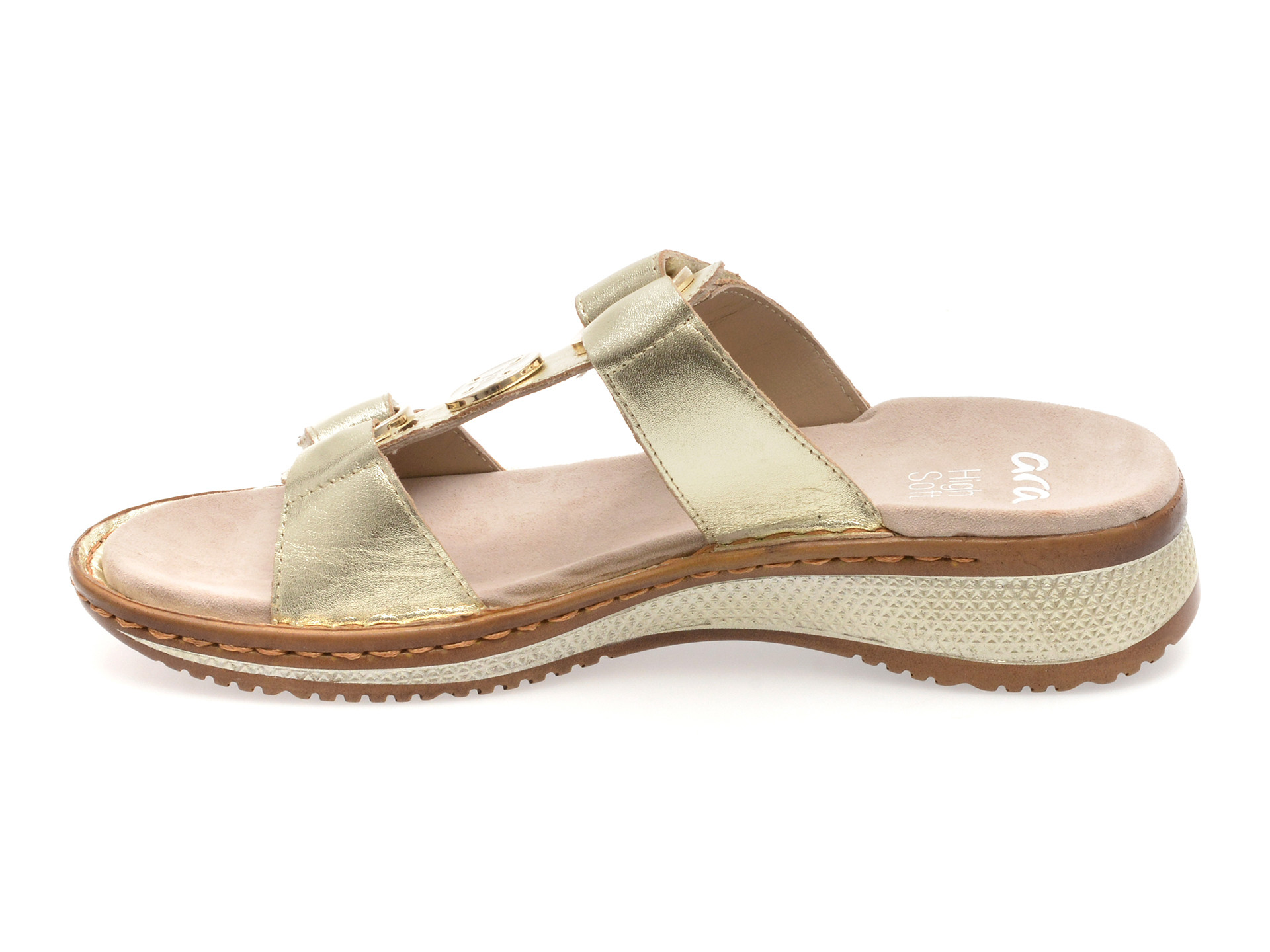 Papuci ARA aurii, 29003, din piele naturala