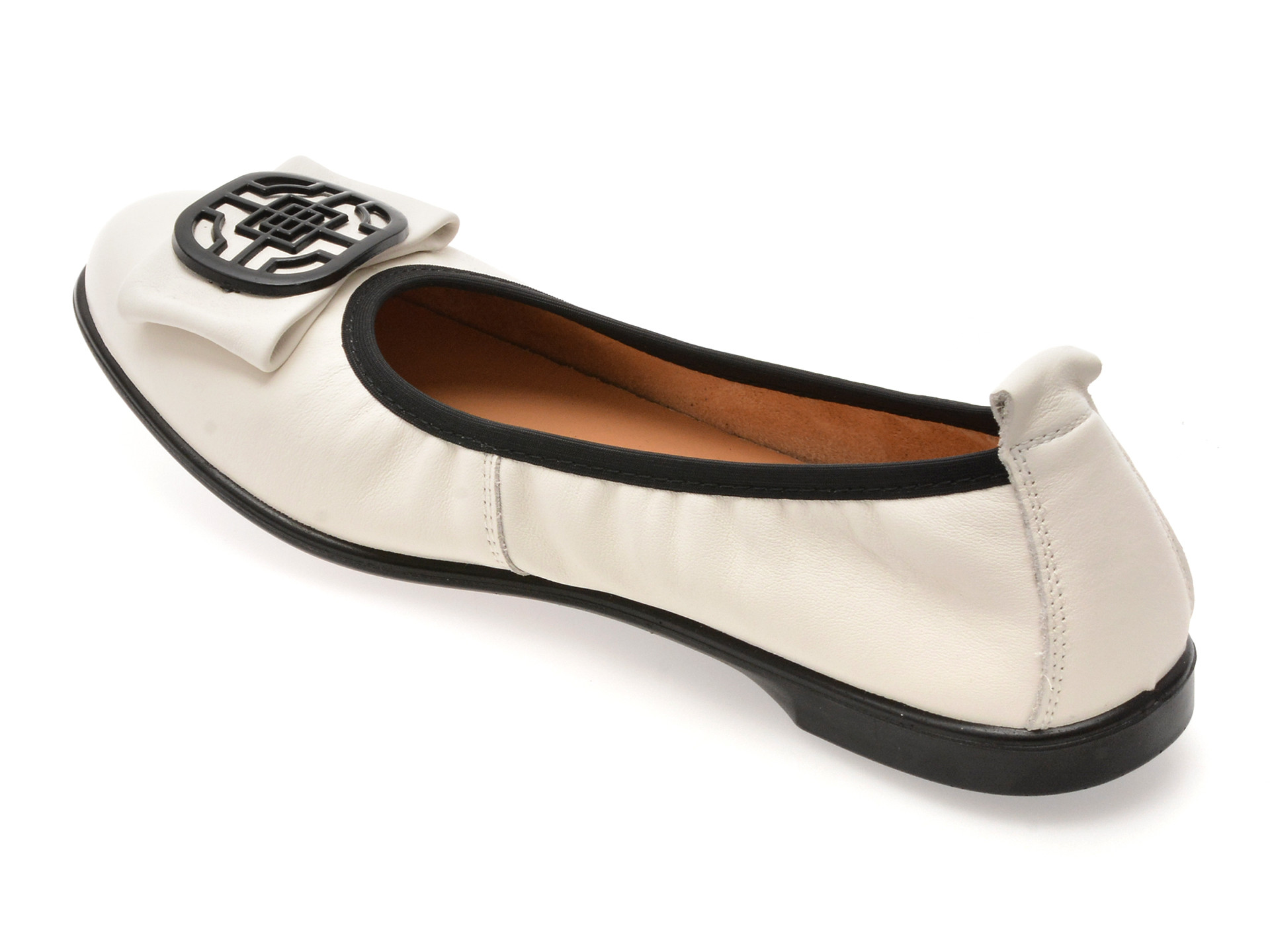 Balerini IMAGE albi, 172111, din piele naturala