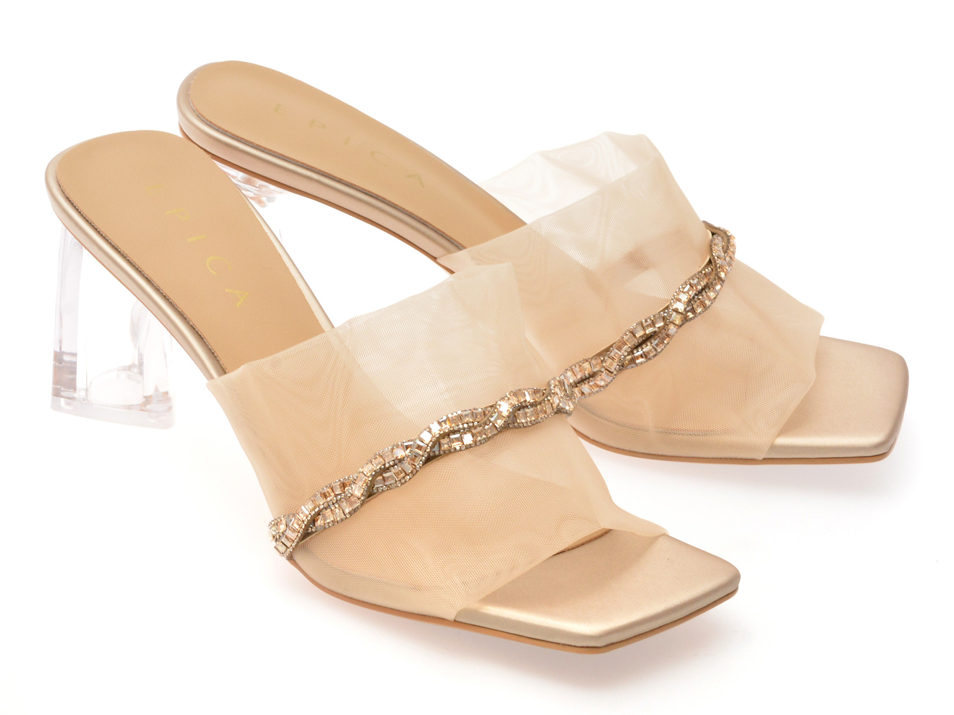 Papuci EPICA aurii, 310088, din piele ecologica