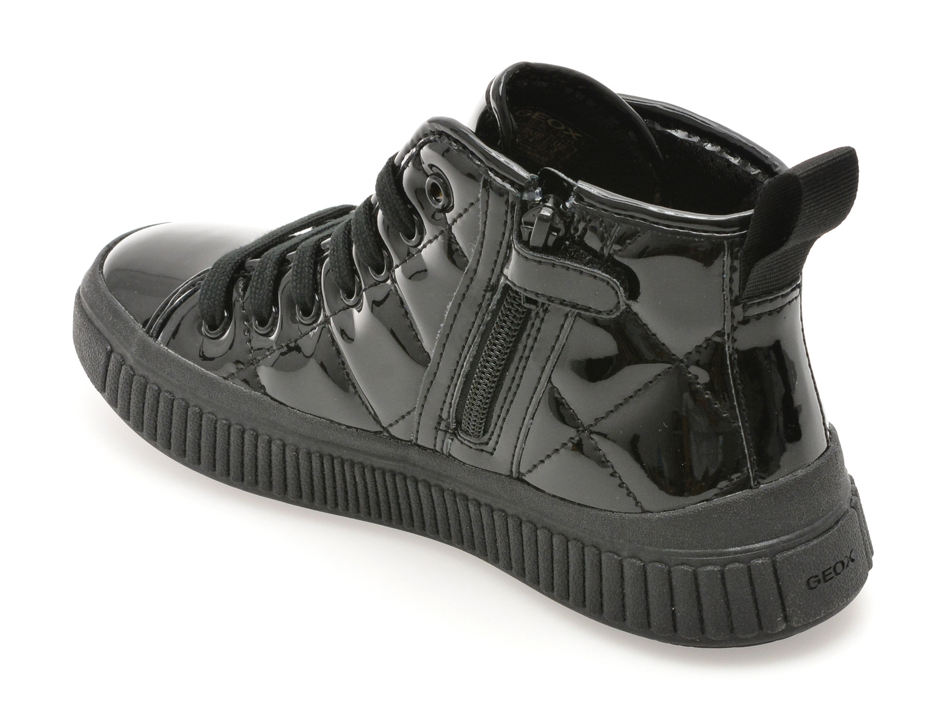 Ghete GEOX negre, J56M3F, din piele ecologica lacuita