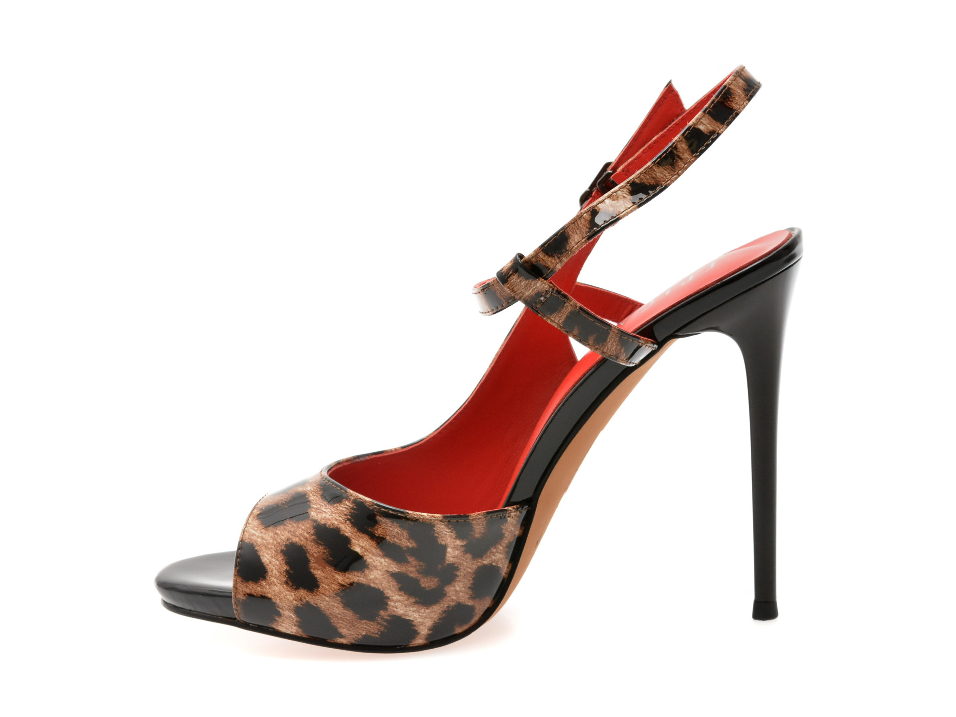 Sandale elegante EPICA maro, E294, din piele naturala lacuita