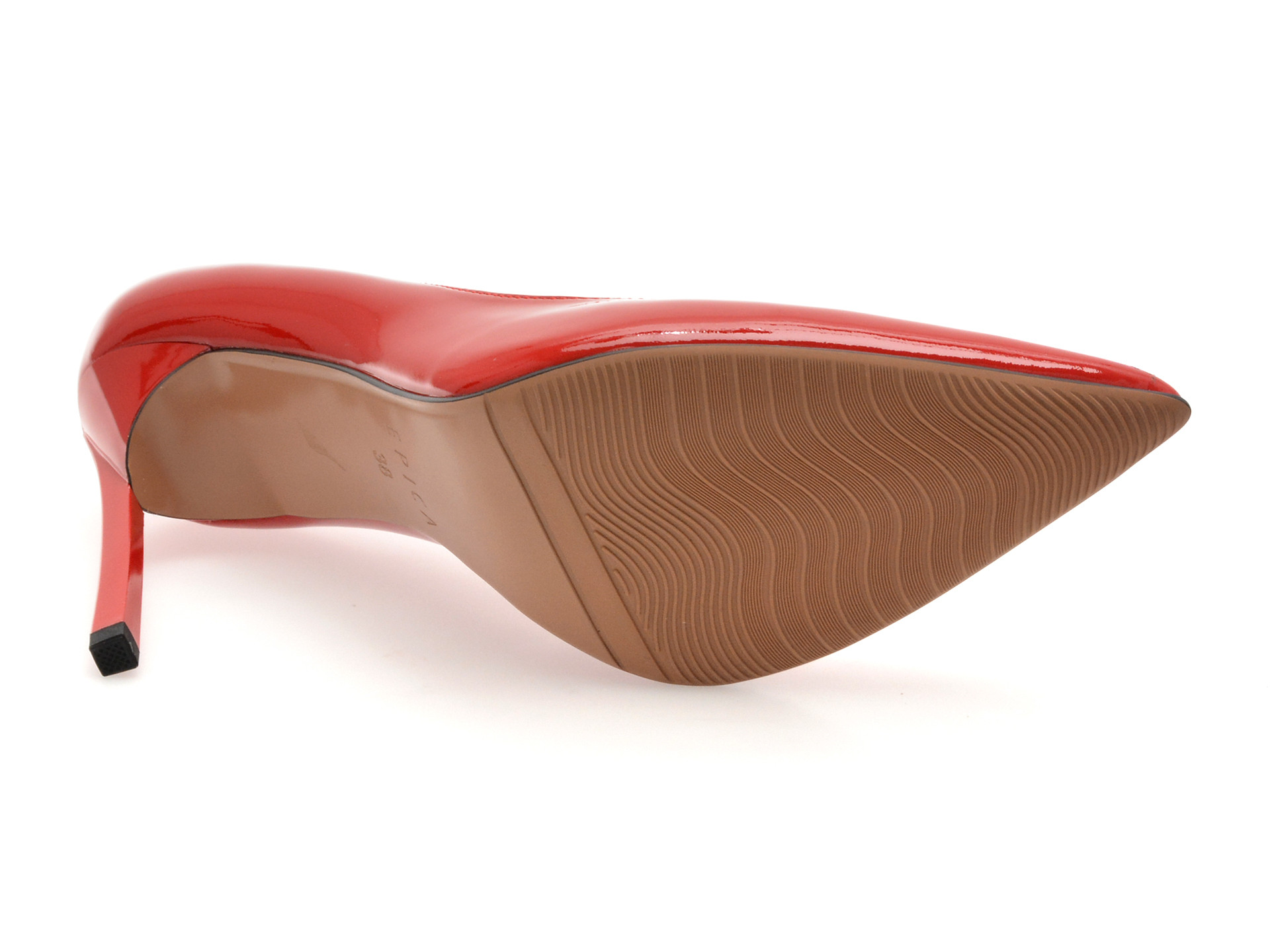 Pantofi eleganti EPICA rosii, E19070, din piele naturala lacuita