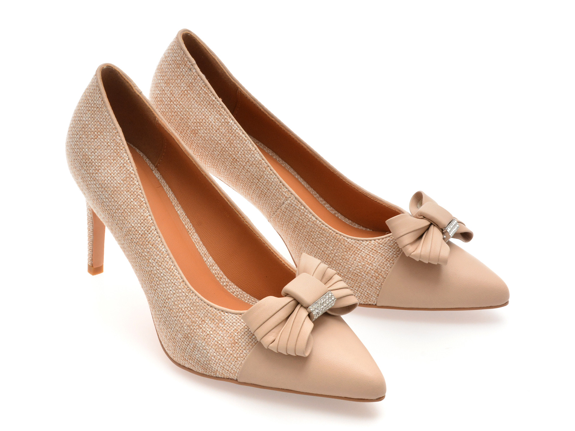 Pantofi eleganti EPICA nude, EB633, din material textil