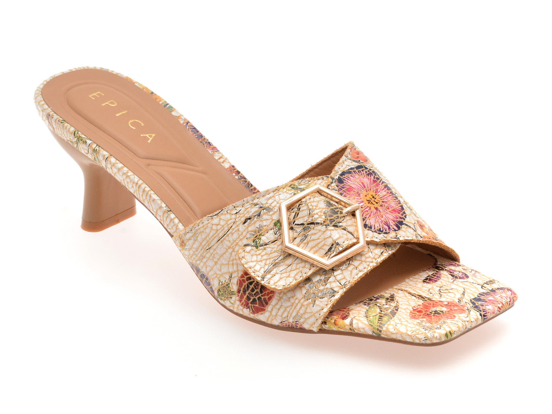 Papuci EPICA bej, 82987, din piele naturala