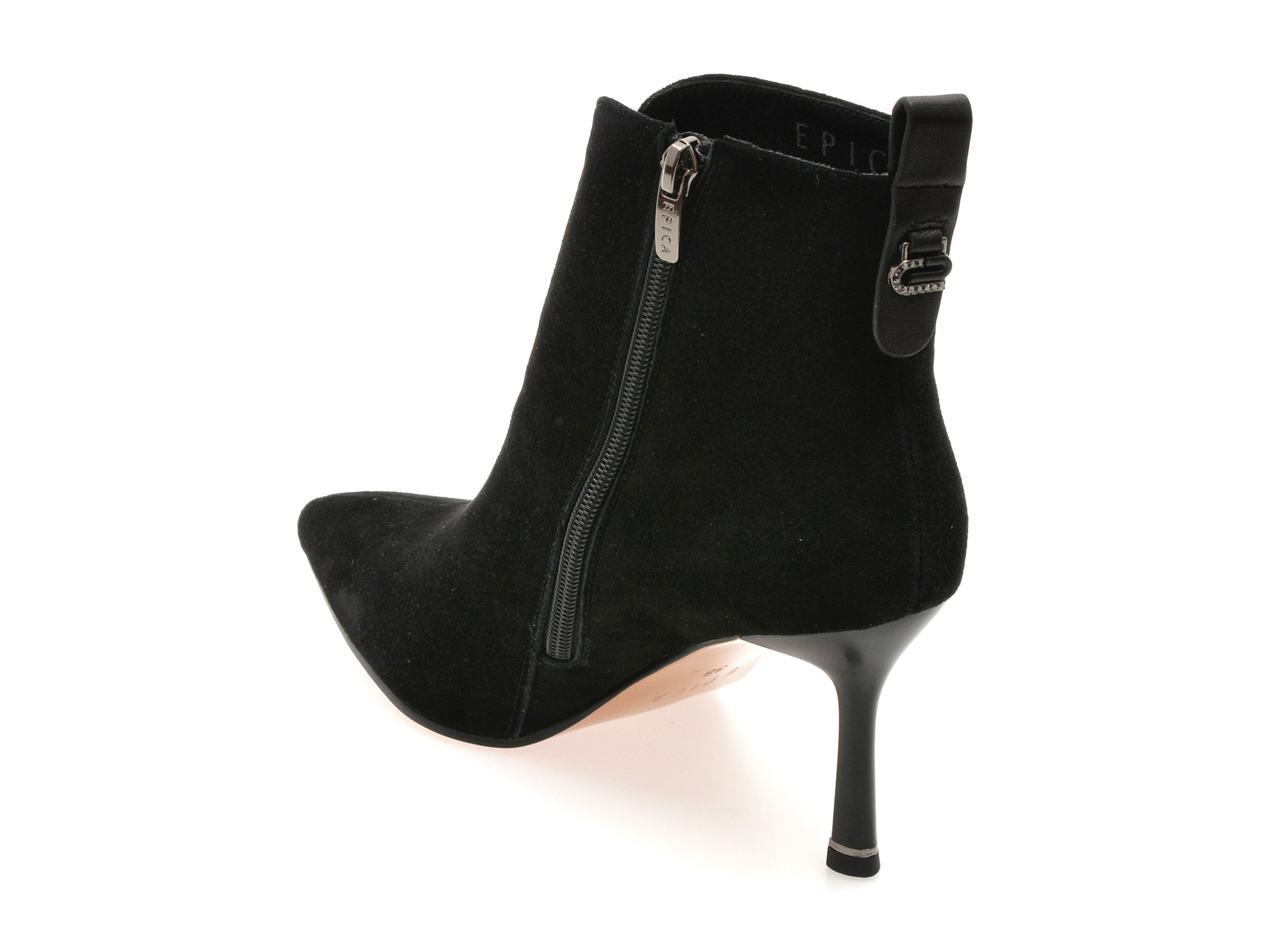Botine elegante EPICA negre, A1501, din piele intoarsa