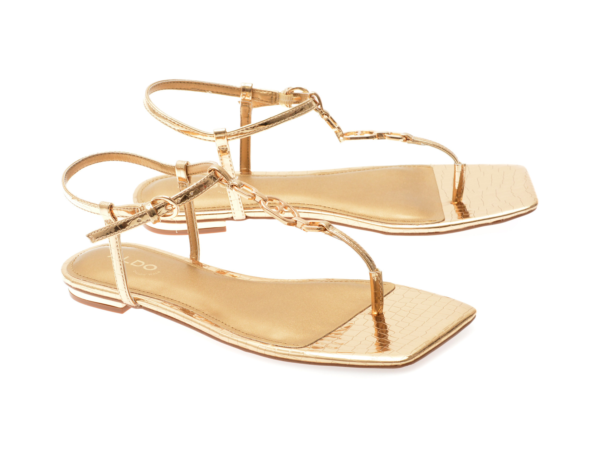 Sandale ALDO aurii, LORENZA 711, din piele ecologica