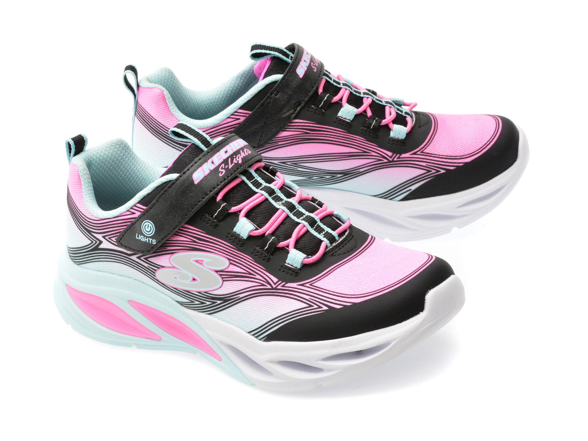 Pantofi sport SKECHERS negri, COSMIC GLOW, din material textil