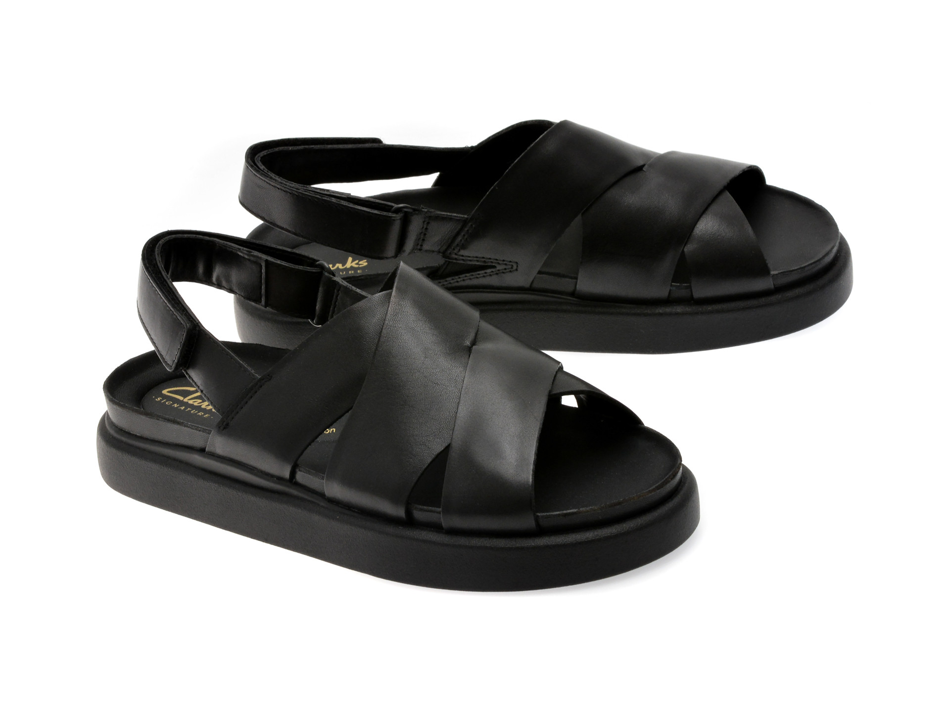 Sandale CLARKS negre, ARISTELLA SUN, din piele naturala