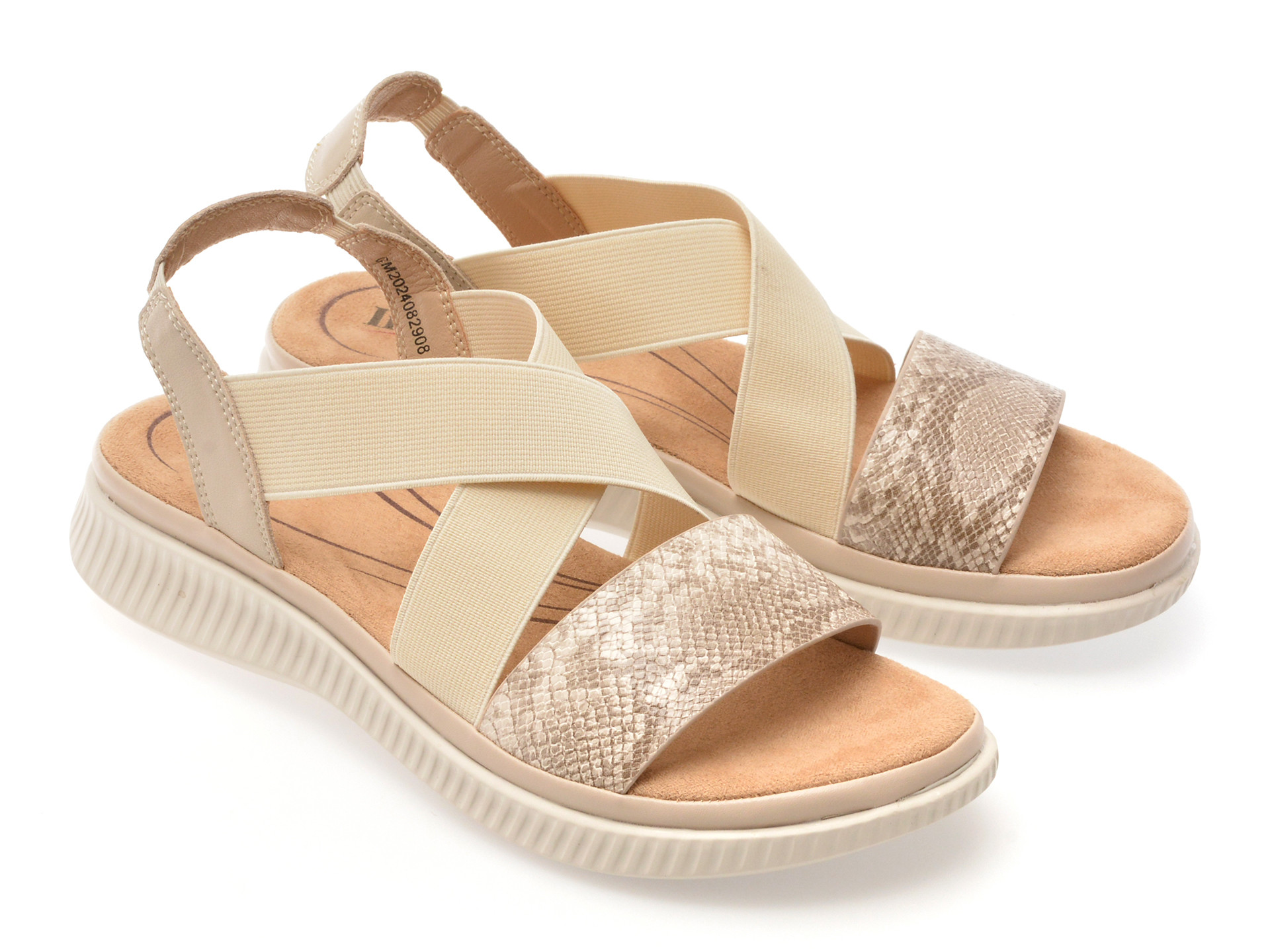 Sandale IMAGE bej, 82908, din piele naturala