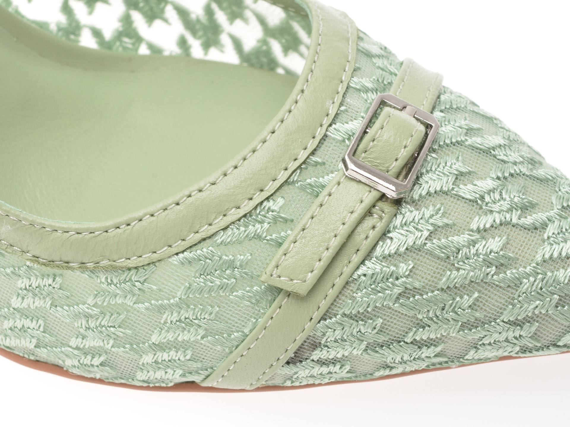 Saboti eleganti EPICA verzi, D221, din material textil