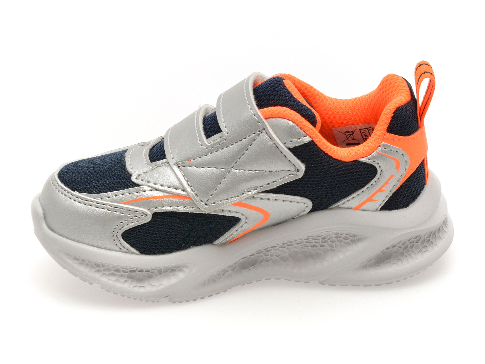 Pantofi sport SKECHERS argintii, METEOR-LIGHTS, din material textil