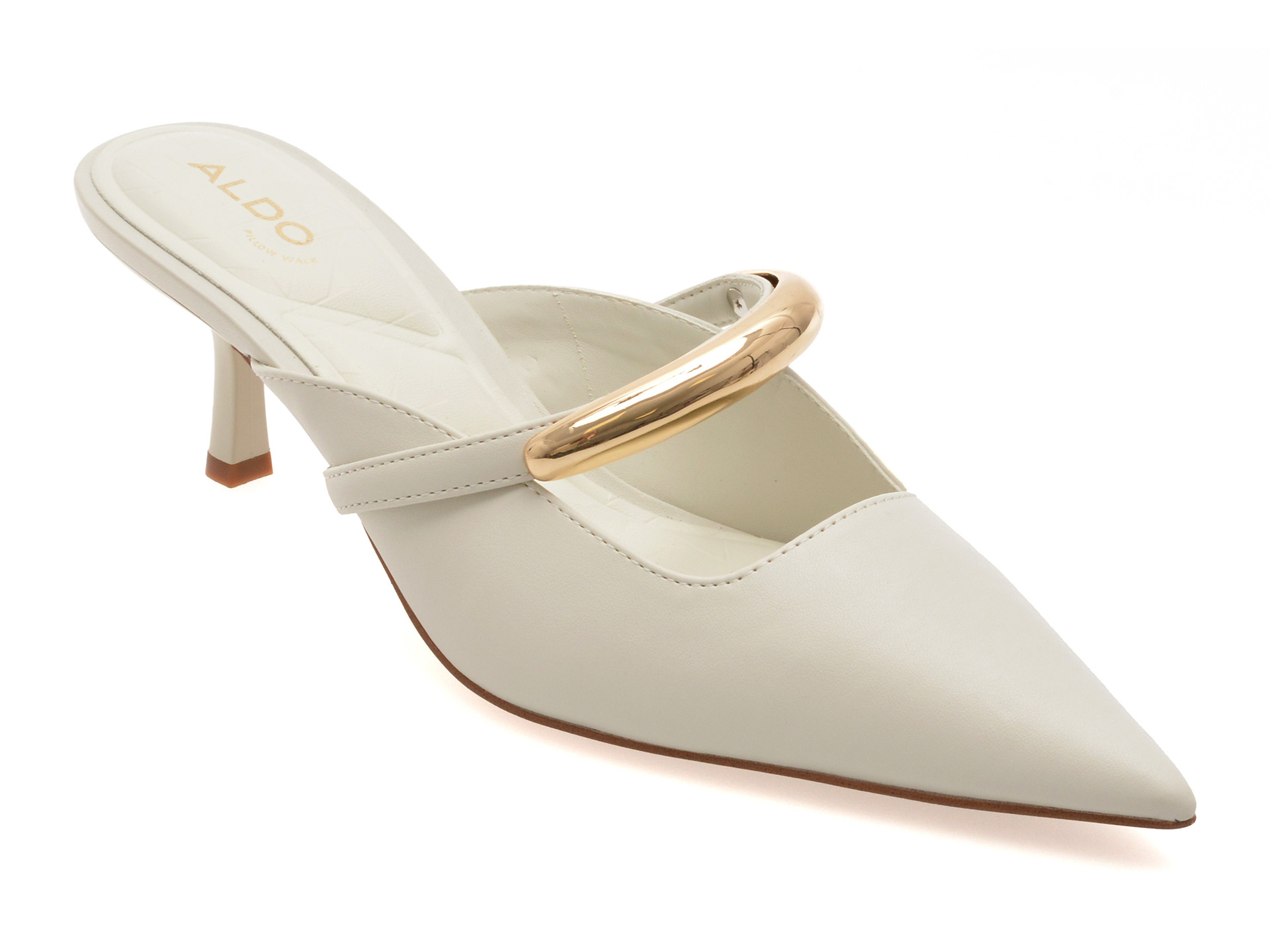 Papuci eleganti ALDO albi, KAILIDDA 121, din piele ecologica