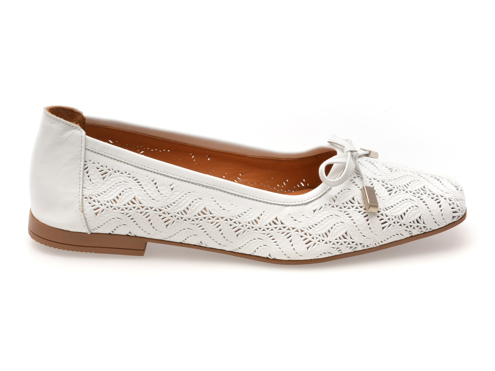 Balerini IMAGE albi, 2842870, din piele naturala