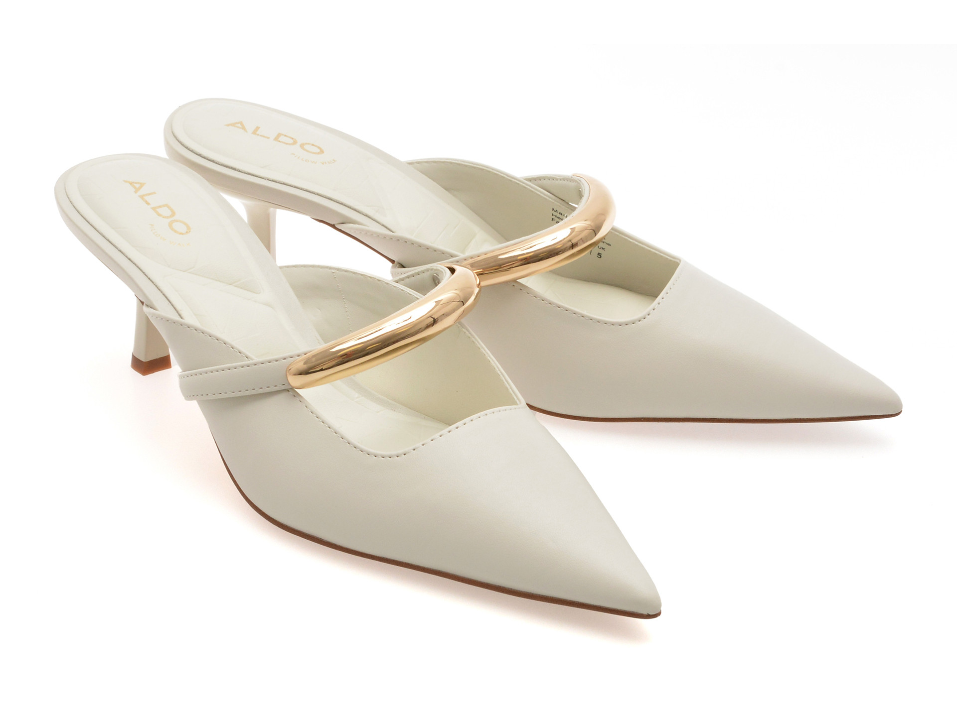 Papuci eleganti ALDO albi, KAILIDDA 121, din piele ecologica