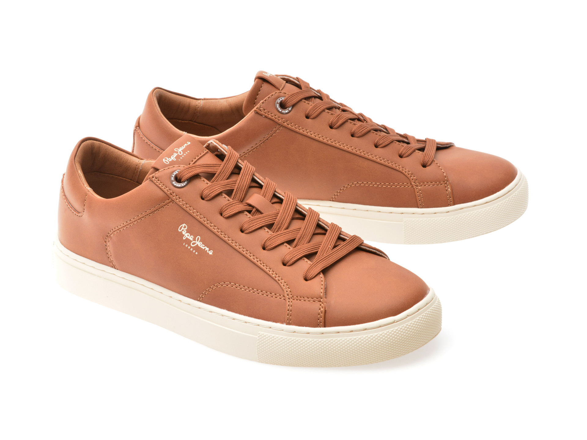 Pantofi sport PEPE JEANS maro, JOE BASIC, din piele ecologica