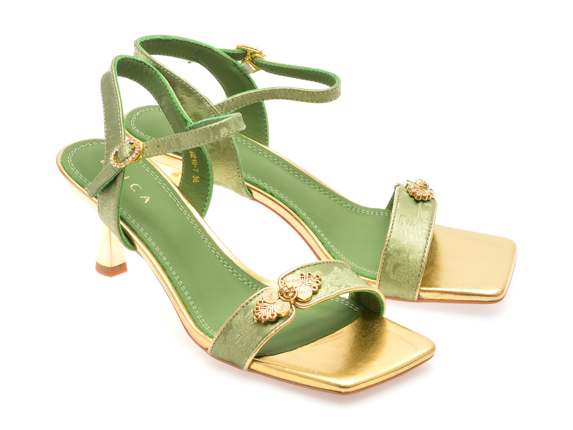 Sandale elegante EPICA verzi, H210, din piele naturala