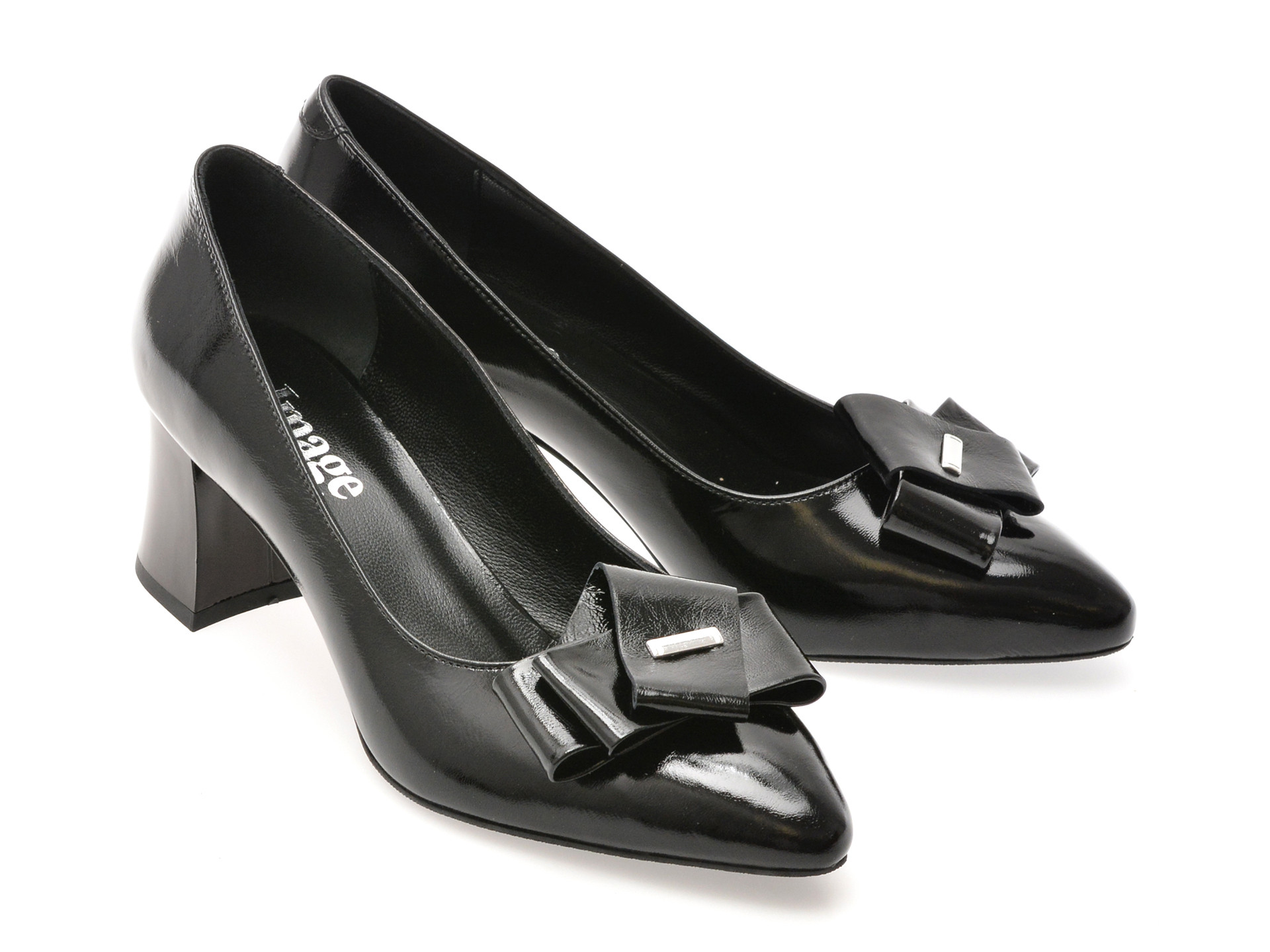 Pantofi IMAGE negri, 619138, din piele naturala lacuita