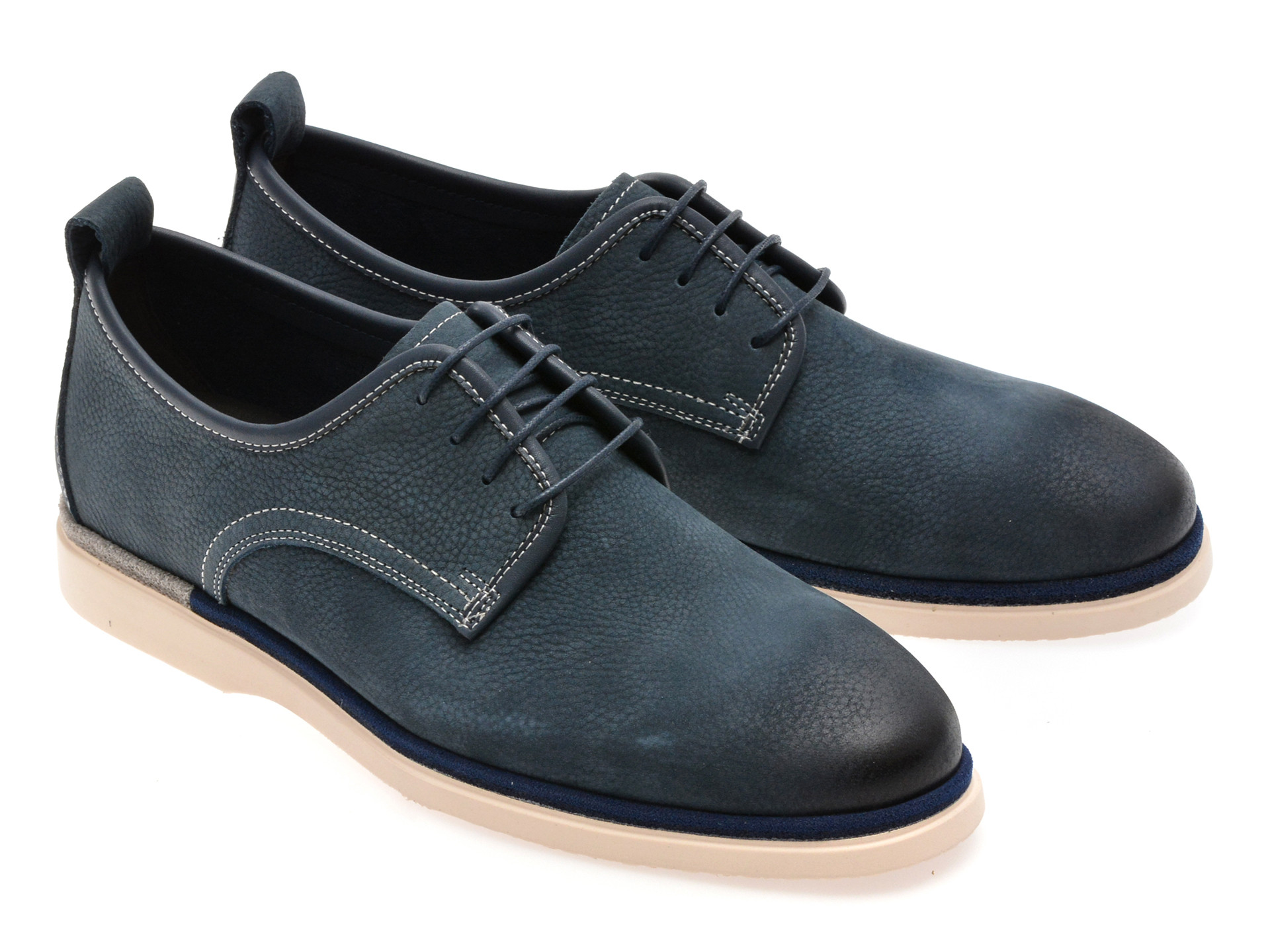 Pantofi EPICA albastri, MC102, din nabuc