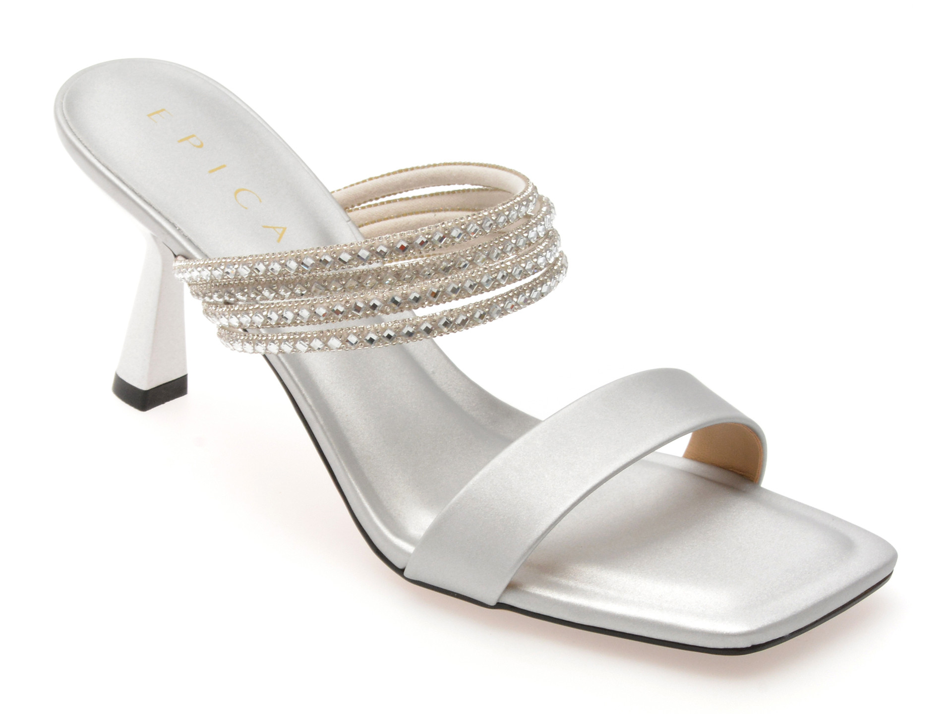 Papuci EPICA argintii, 2367, din piele ecologica
