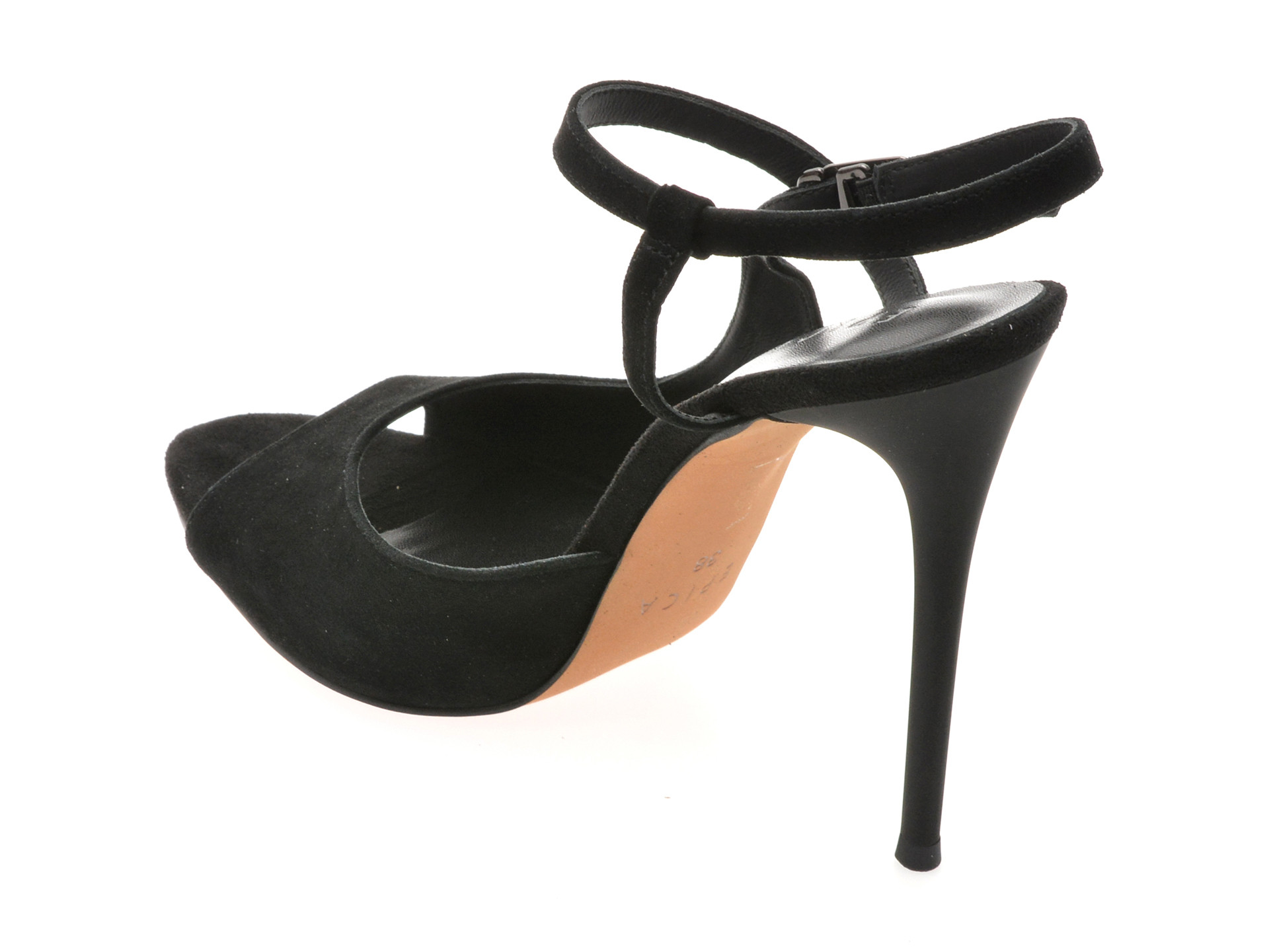 Sandale elegante EPICA negre, E294, din piele intoarsa