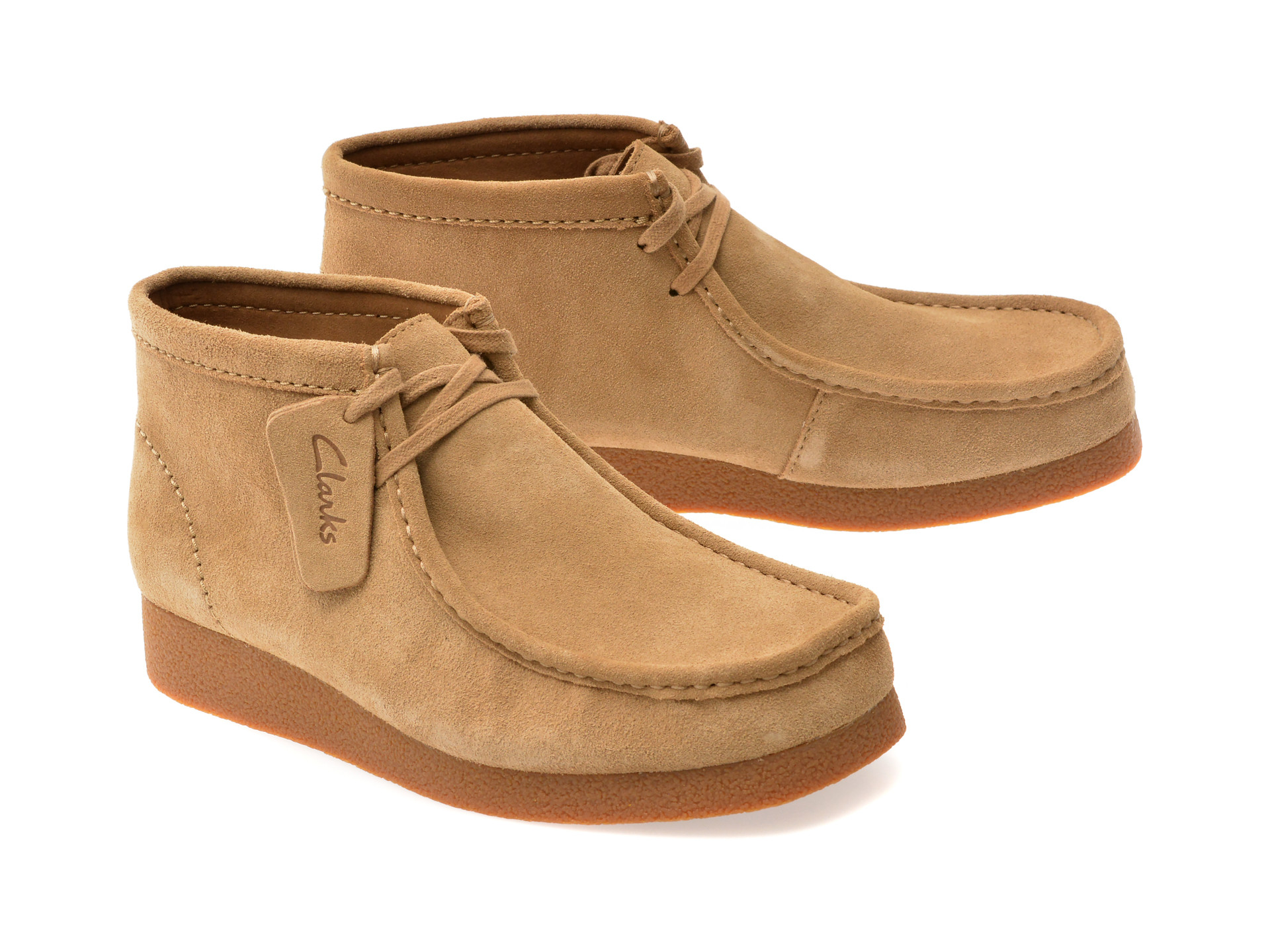 Ghete CLARKS gri, WALLABEE EVO BT, din piele intoarsa