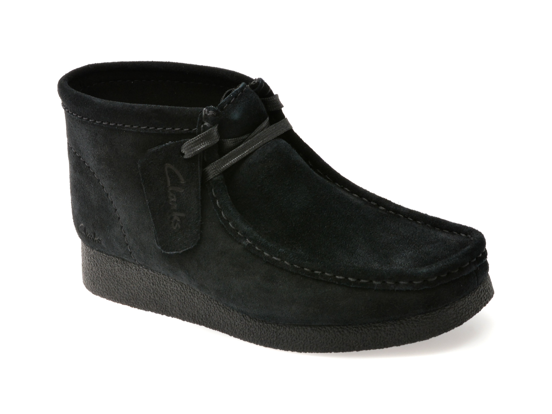 Ghete CLARKS negre, WALLABEE EVO BT, din piele intoarsa