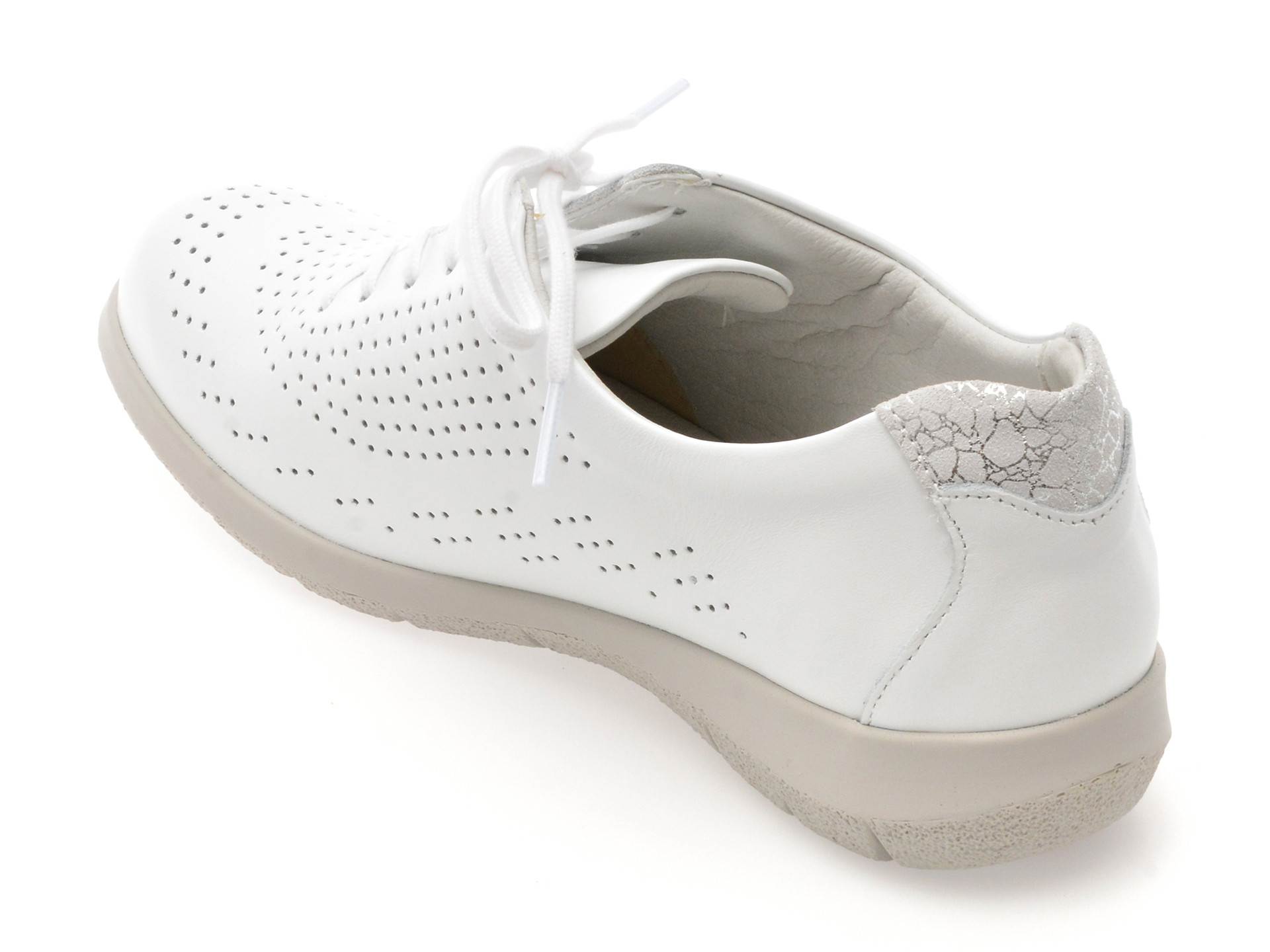 Pantofi SUAVE albi, OXFORD, din piele naturala