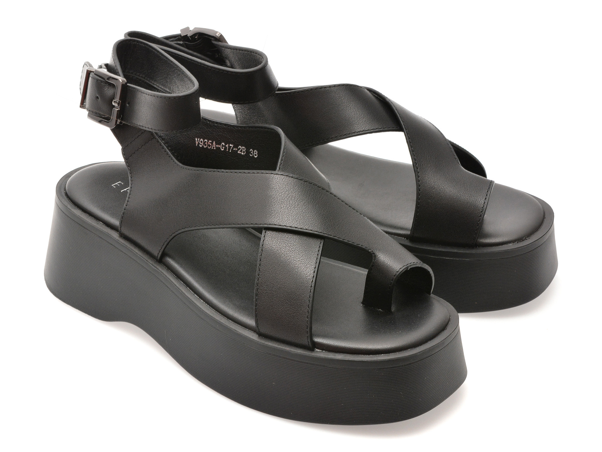 Sandale EPICA negre, 935AG17, din piele naturala