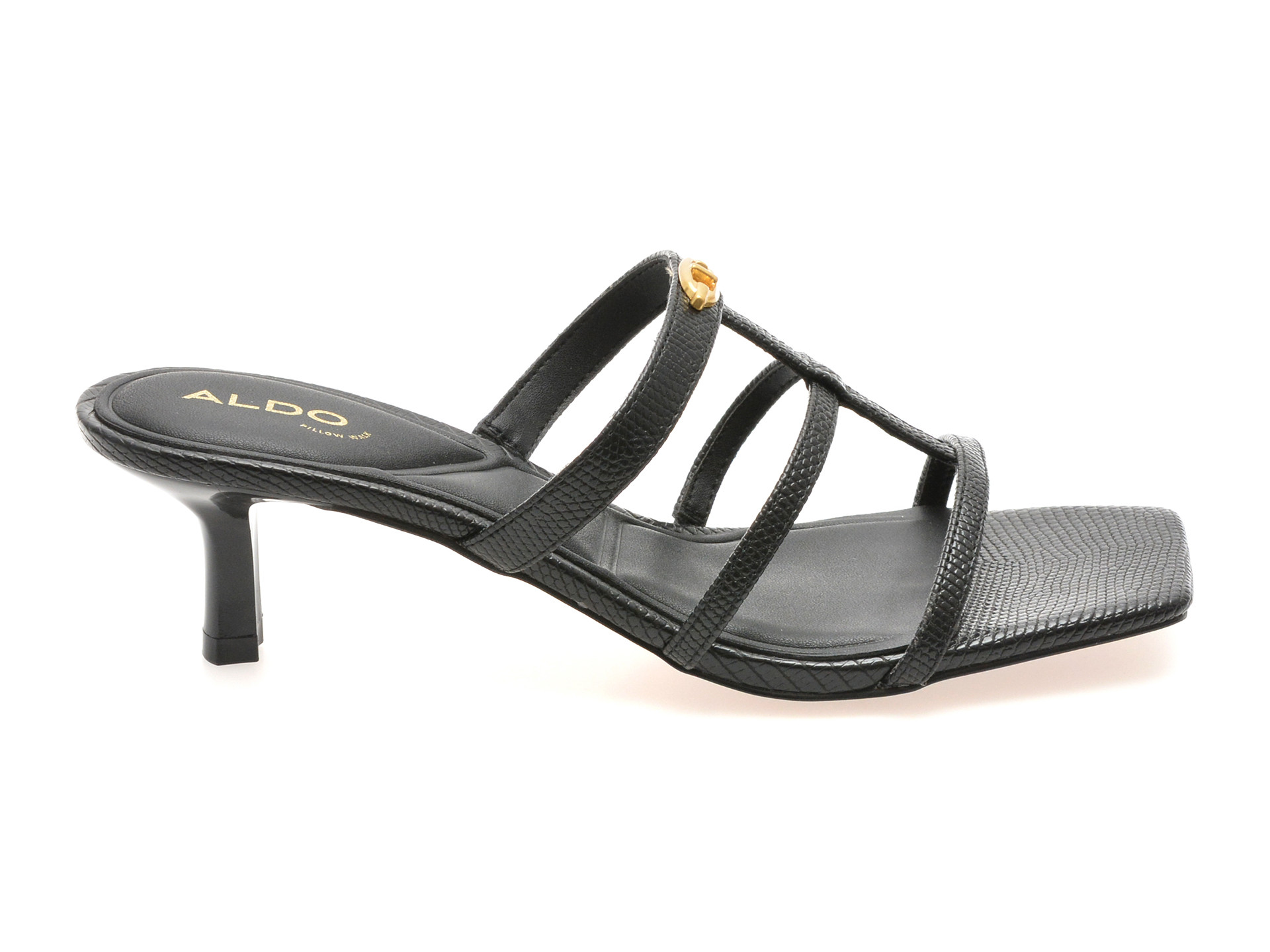 Papuci ALDO negri, GOLDEN GLOW 001, din piele ecologica