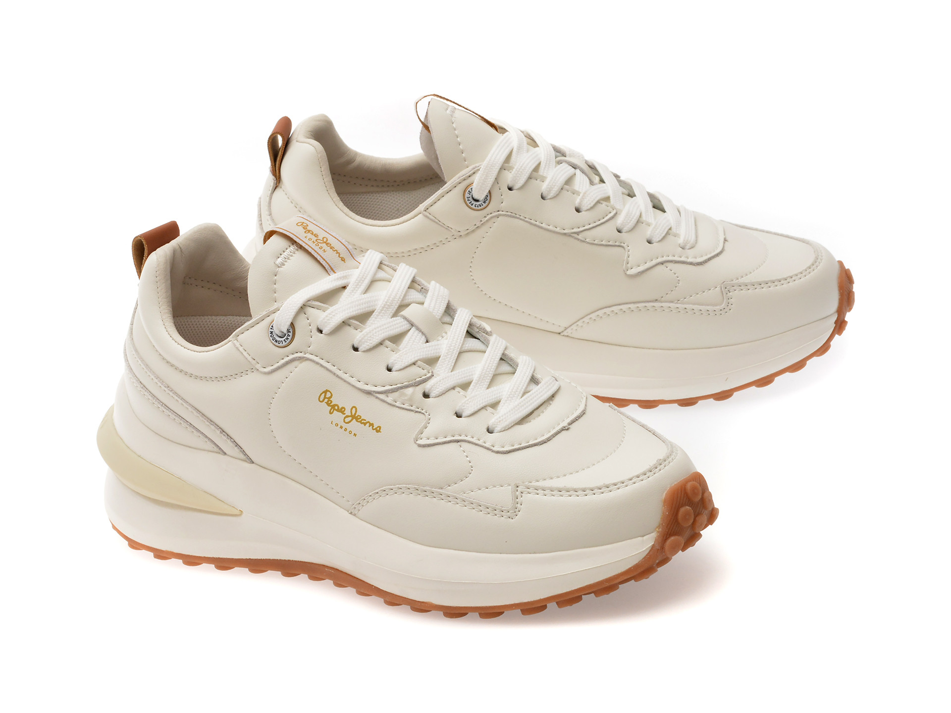 Pantofi sport PEPE JEANS albi, LS60014, din piele naturala