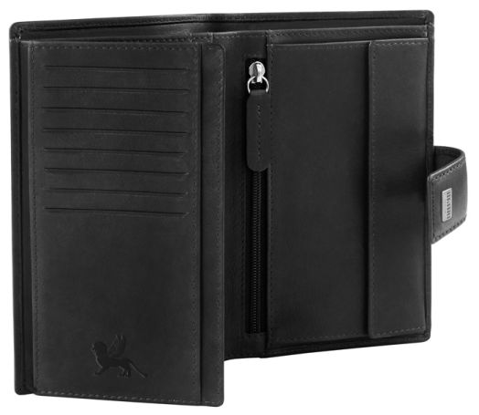 Вертикален дамски портфейл Mano Pecunia, черен